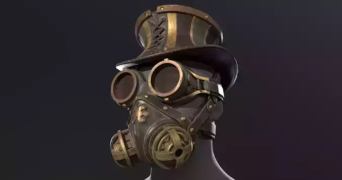 Steampunk mask set - game ready Low-poly 3D model