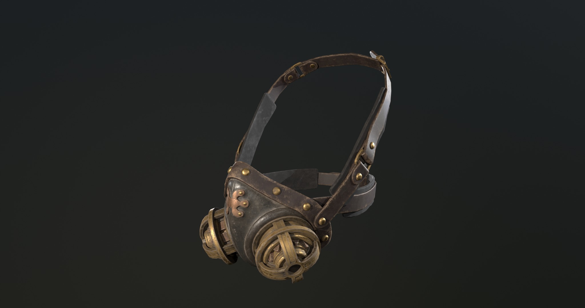 Steampunk mask set - game ready Low-poly 3D model_3