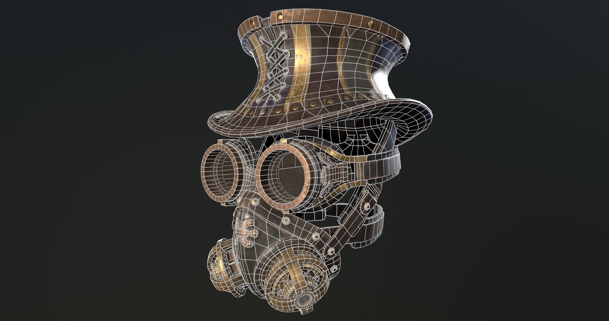 Steampunk mask set - game ready Low-poly 3D model_10