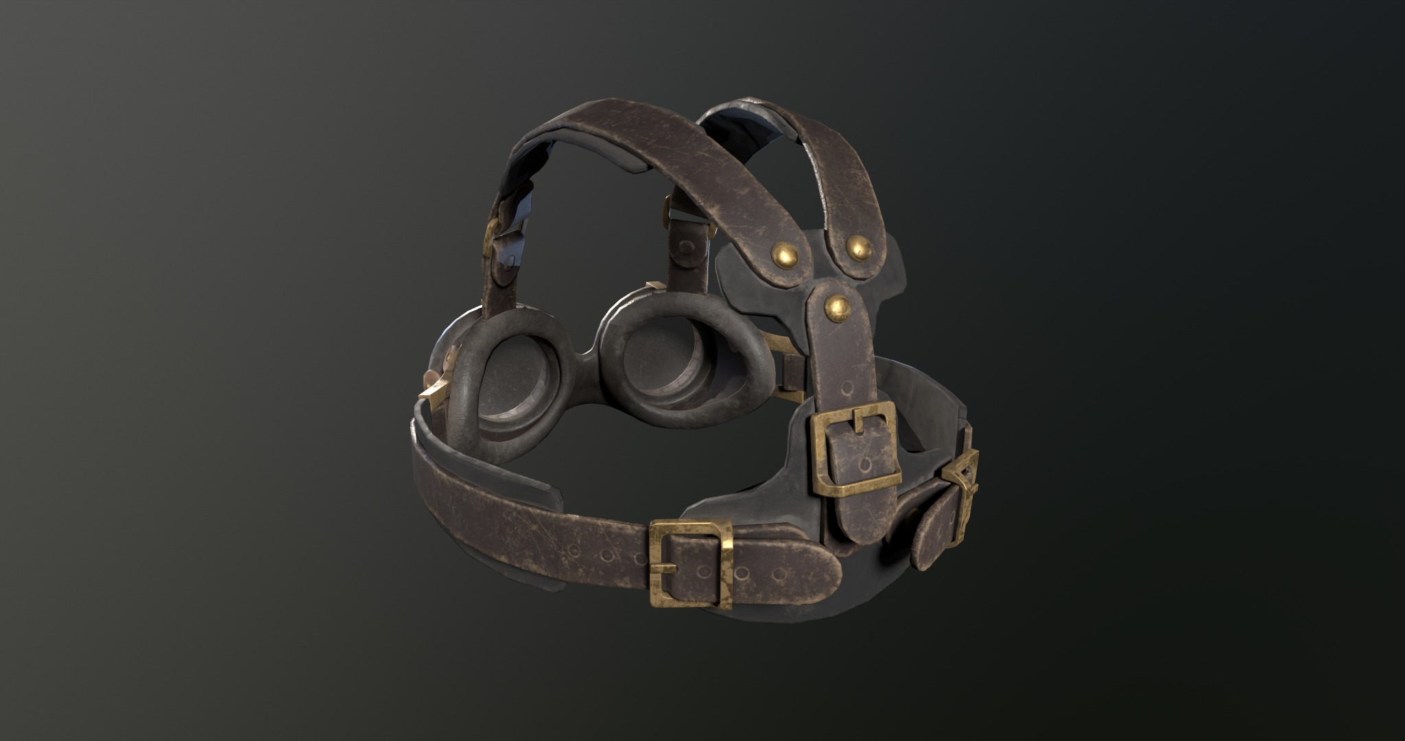 Steampunk mask set - game ready Low-poly 3D model_6