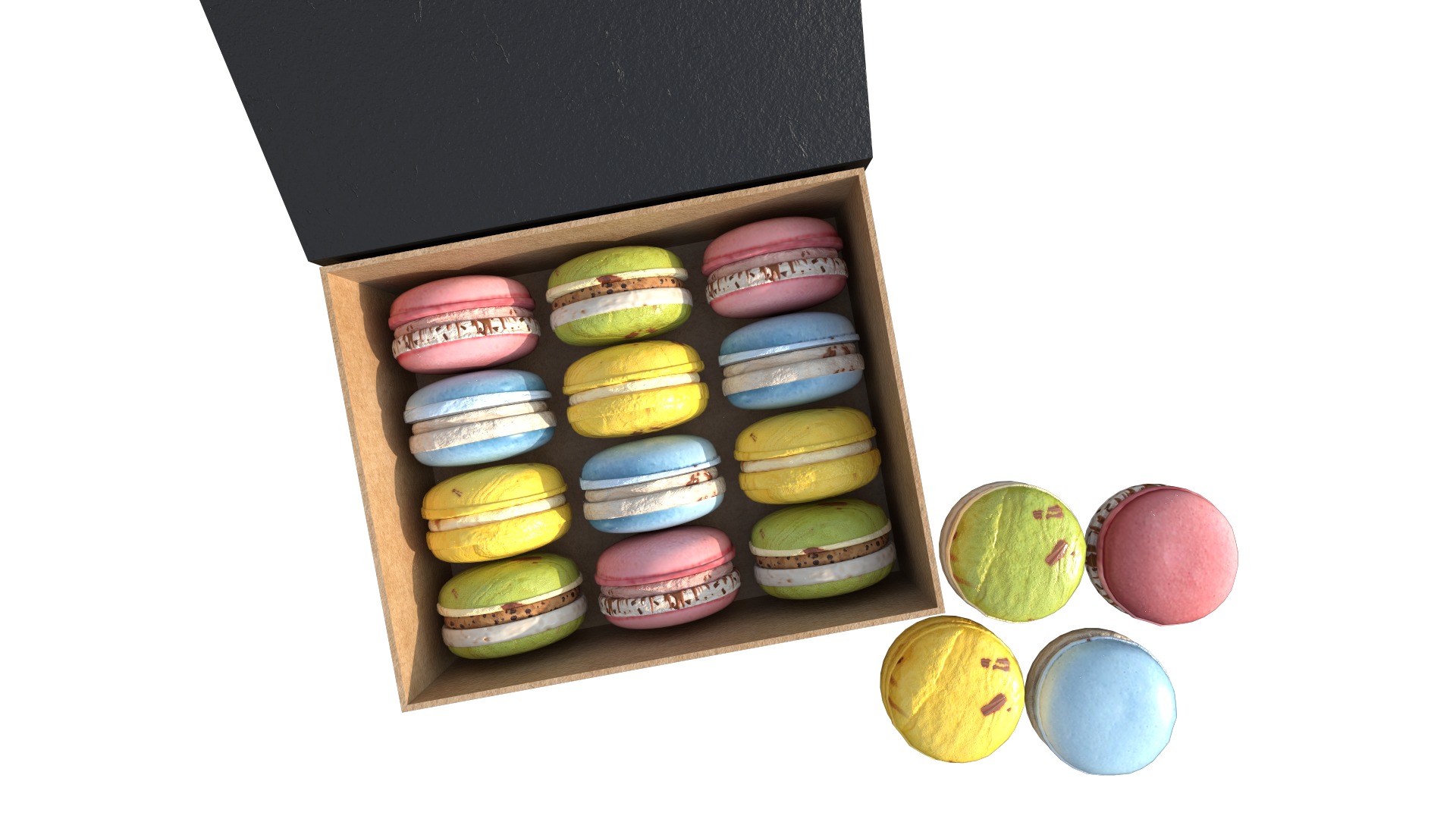 French Macarons Low-poly 3D model_9