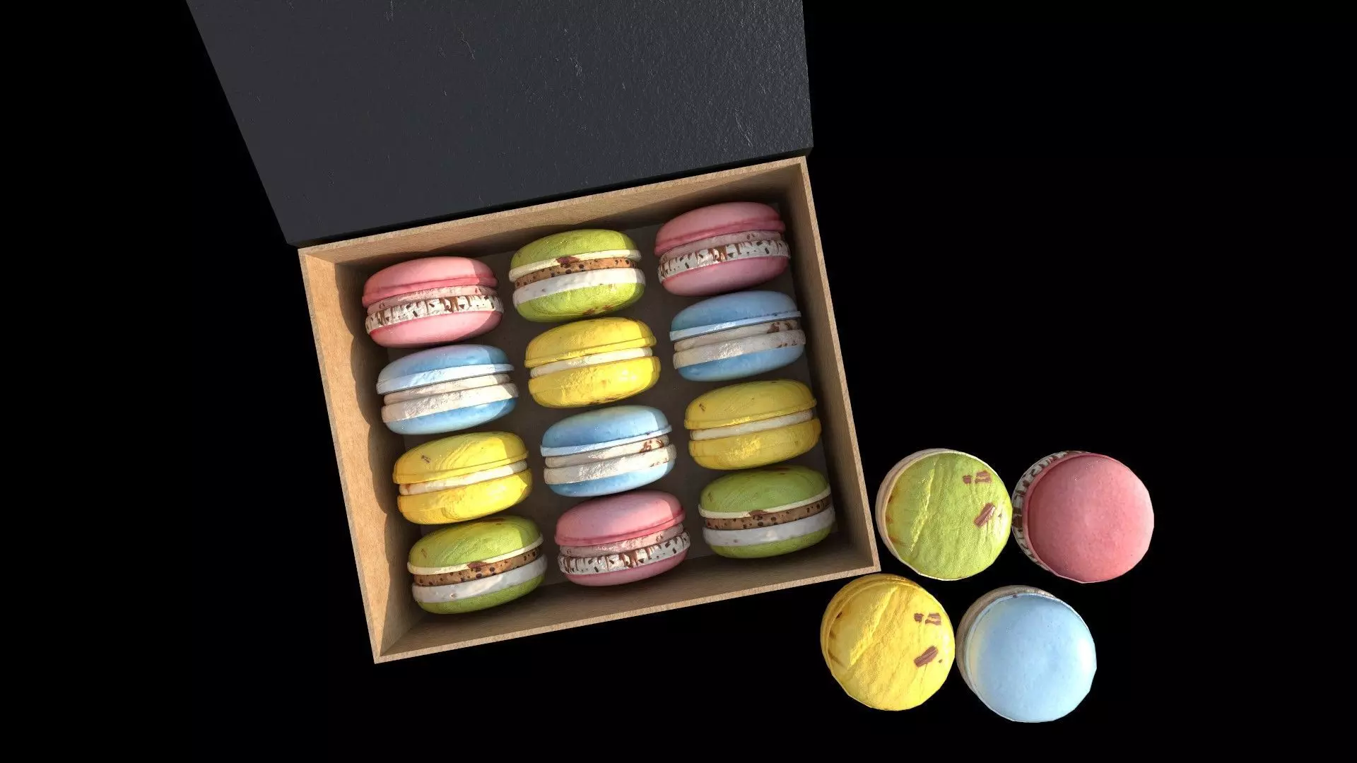 French Macarons Low-poly 3D model_0
