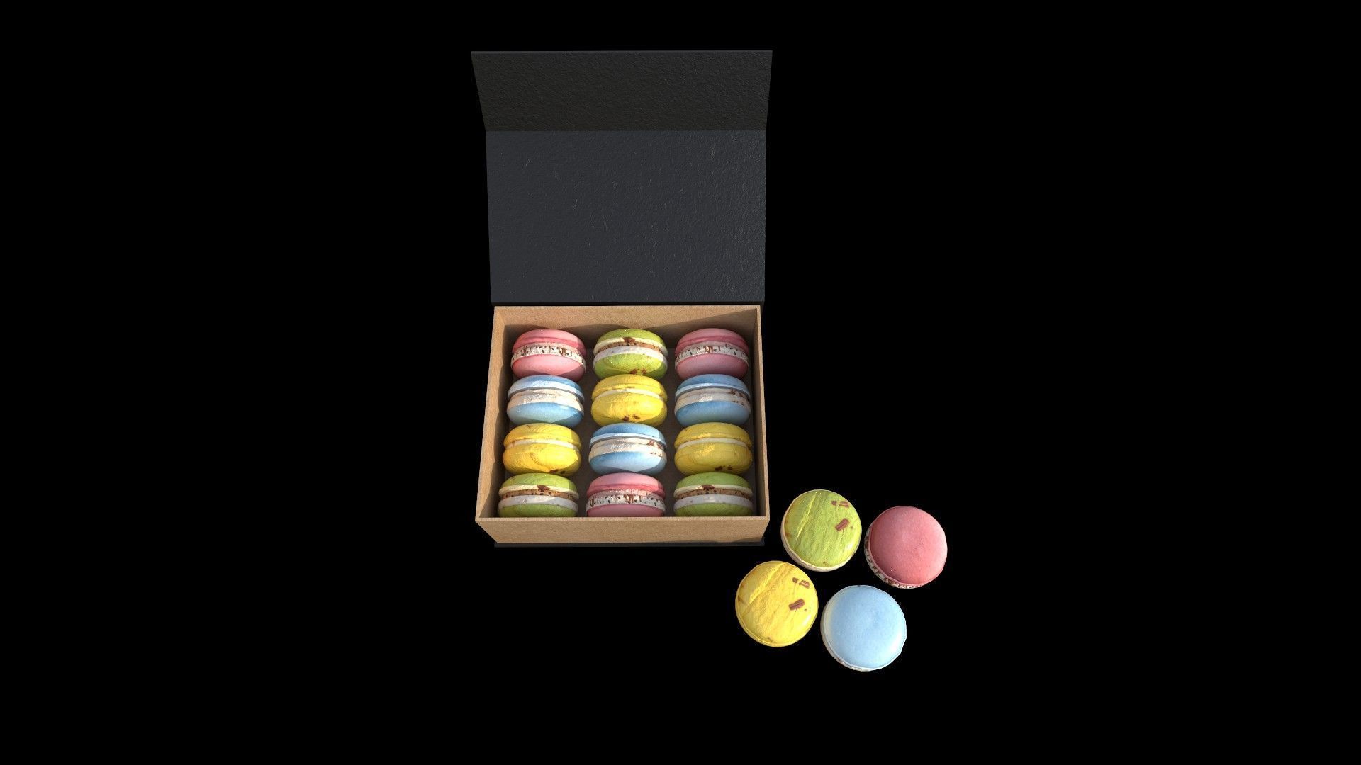 French Macarons Low-poly 3D model_5