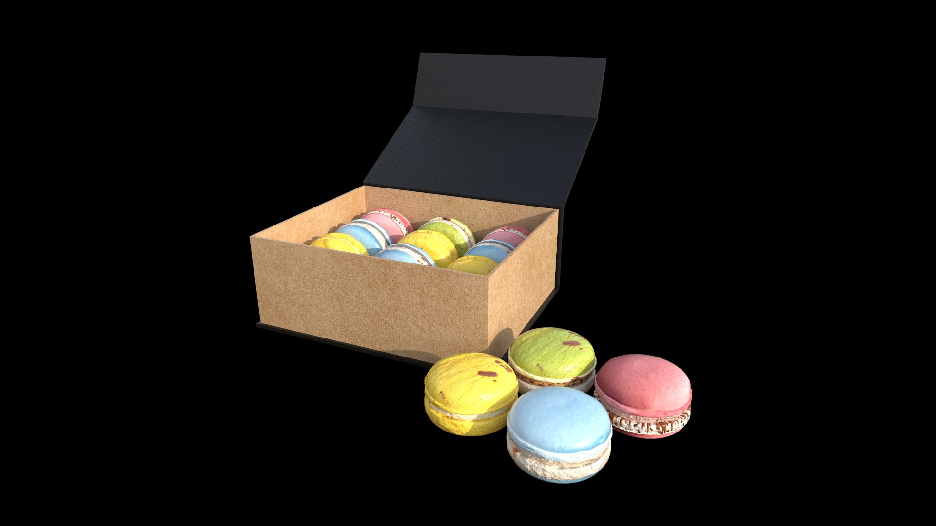 French Macarons Low-poly 3D model_3