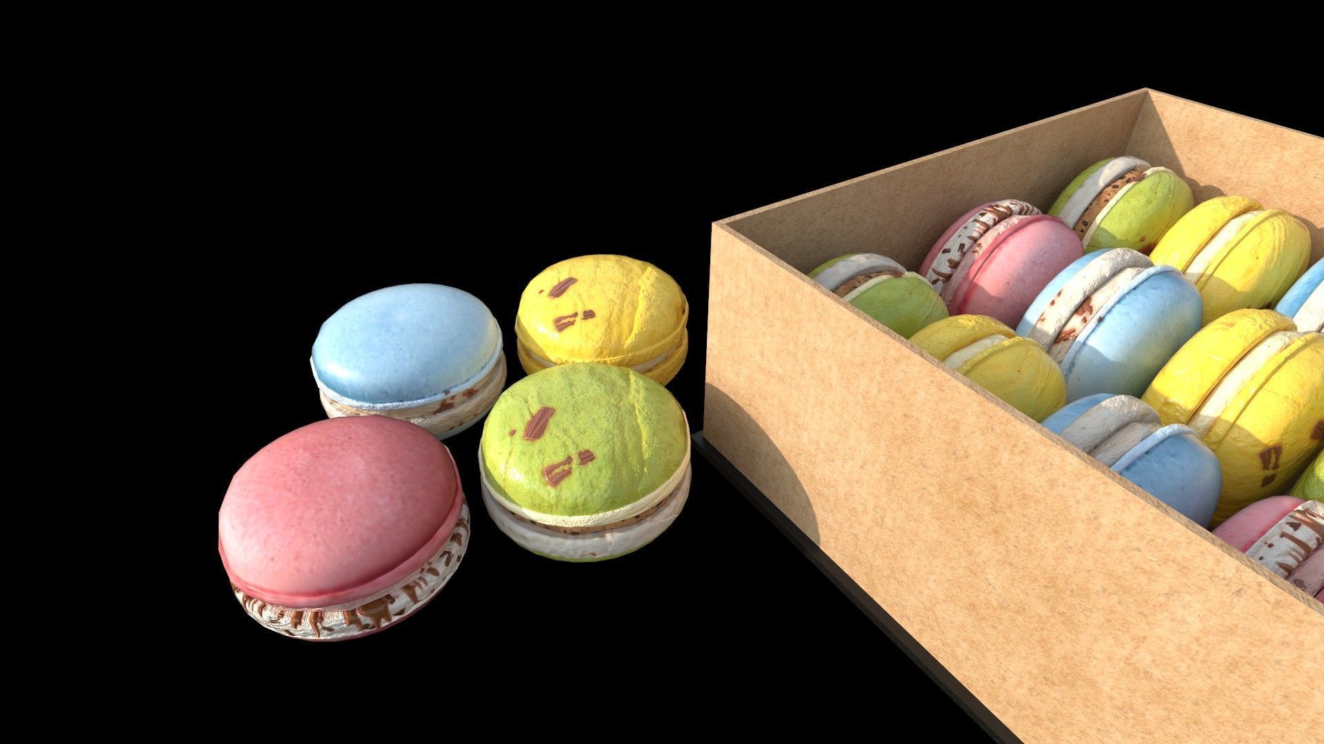 French Macarons Low-poly 3D model_4