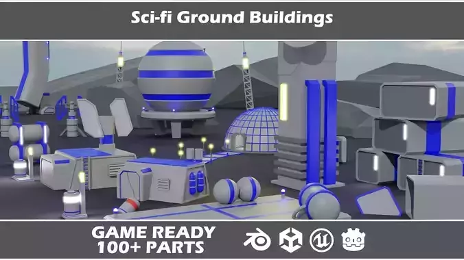 Sci-fi Ground Buildings Low-poly 3D model