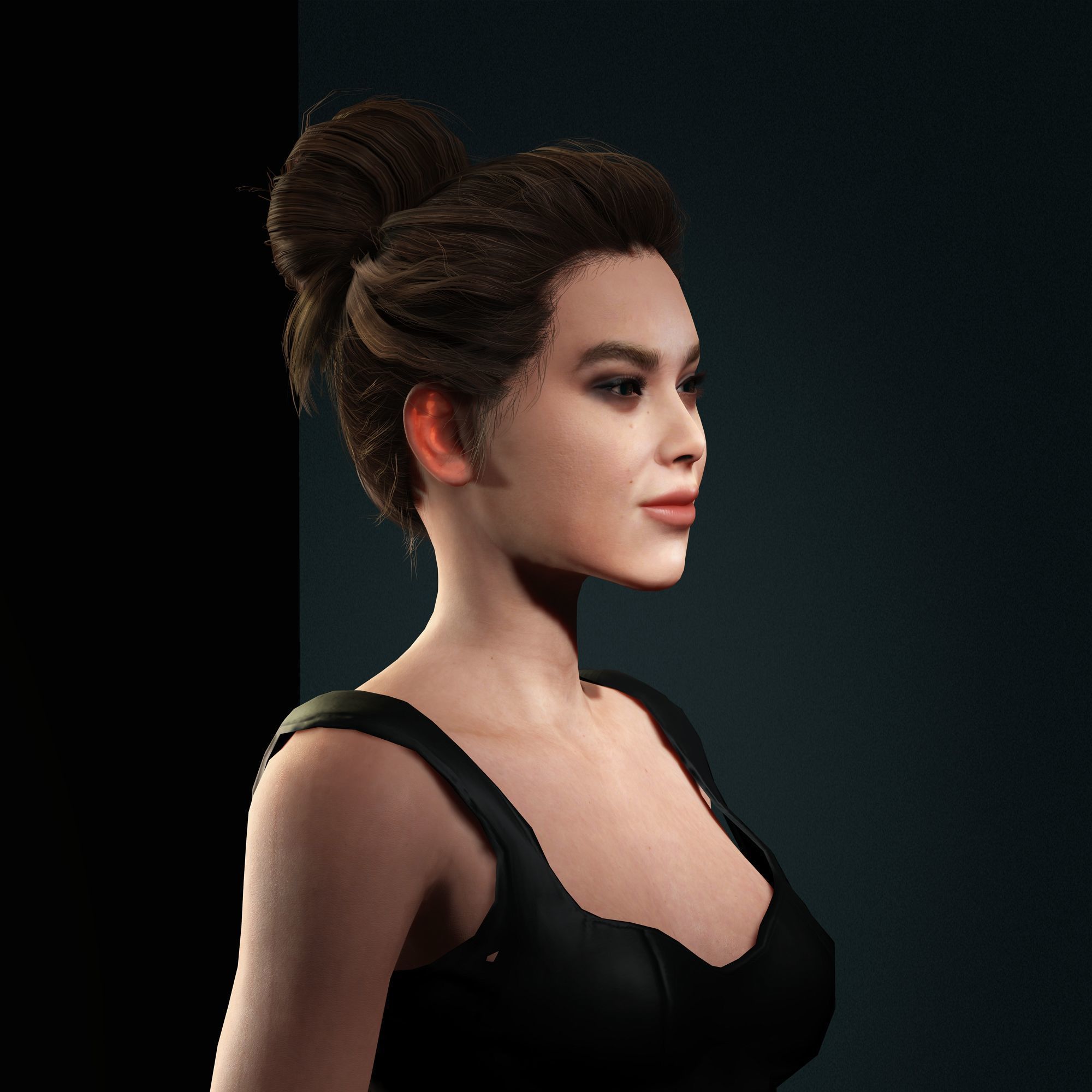Hailee Steinfeld Character  Low-poly 3D model_2