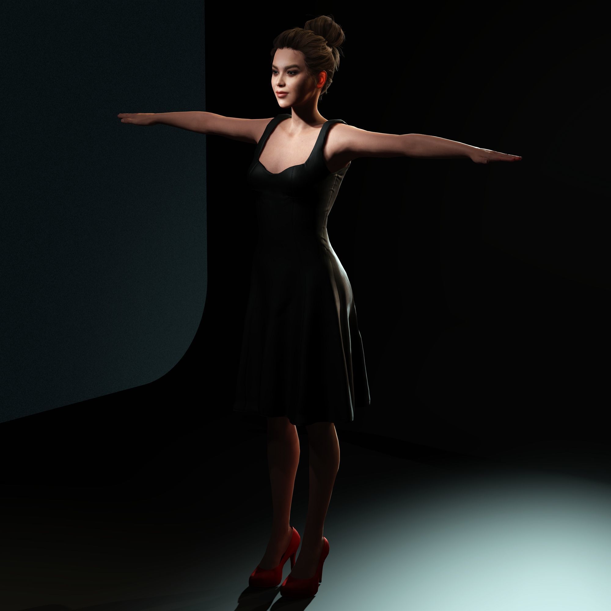 Hailee Steinfeld Character  Low-poly 3D model_11
