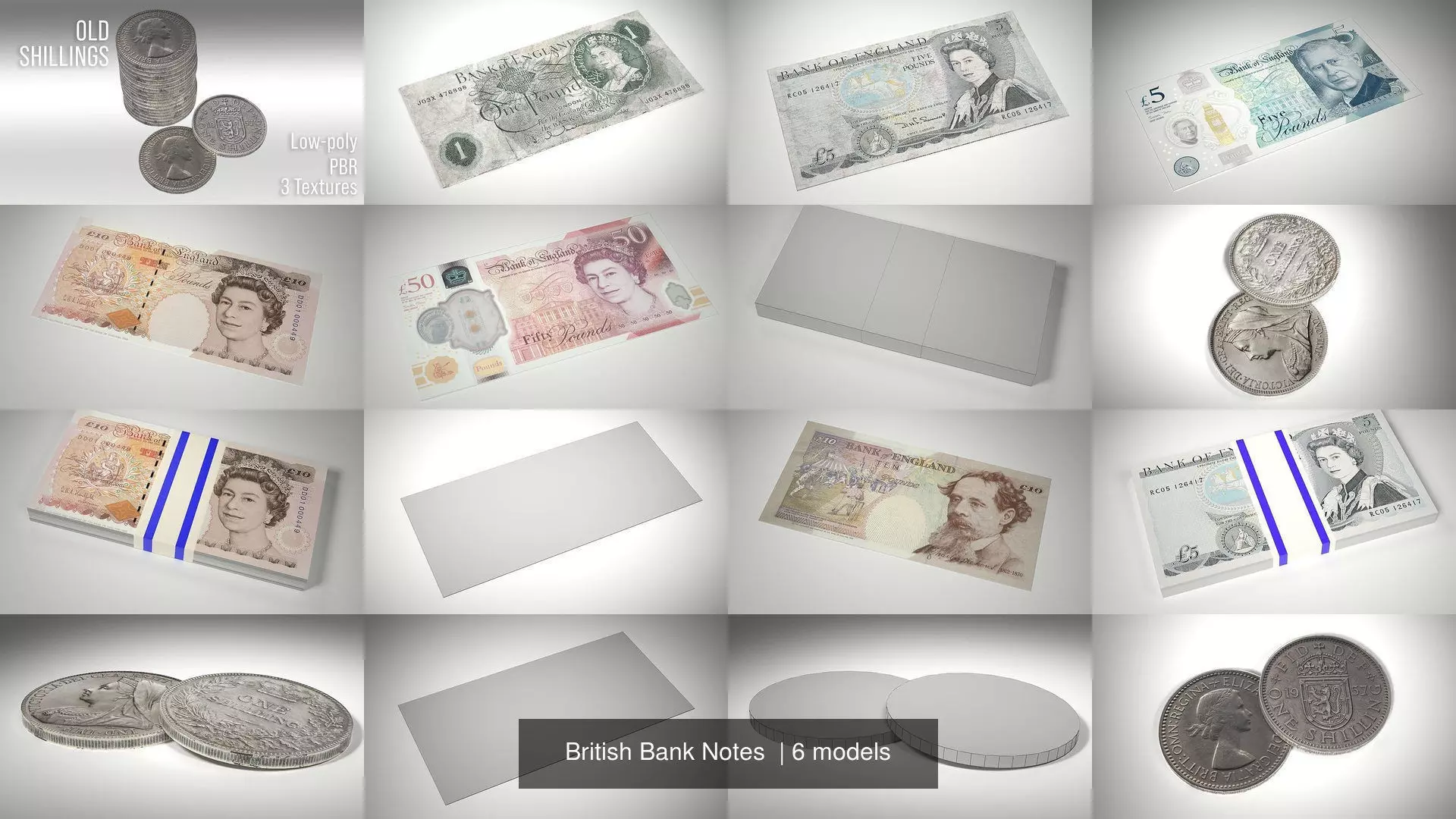 British Bank Notes  3D Model Collection_0
