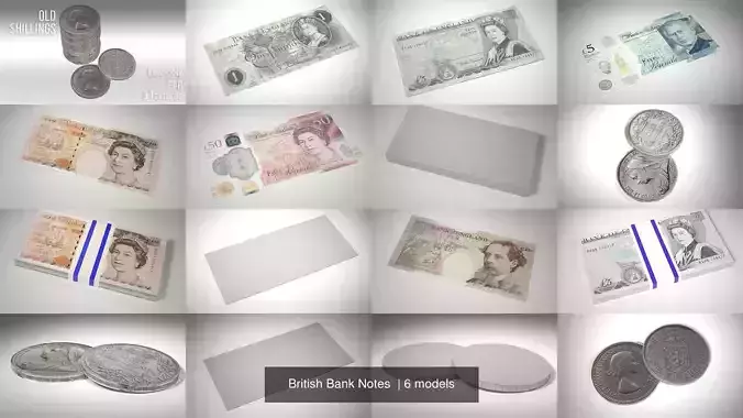 British Bank Notes  3D Model Collection