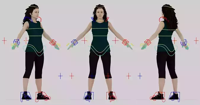 Realistic Casual Female Character Body Rig