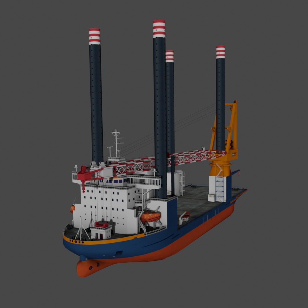 Offshore installation vessel VOA Low-poly 3D model_5