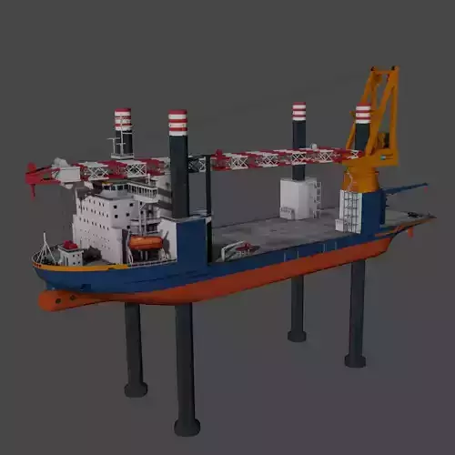 Offshore installation vessel VOA Low-poly 3D model
