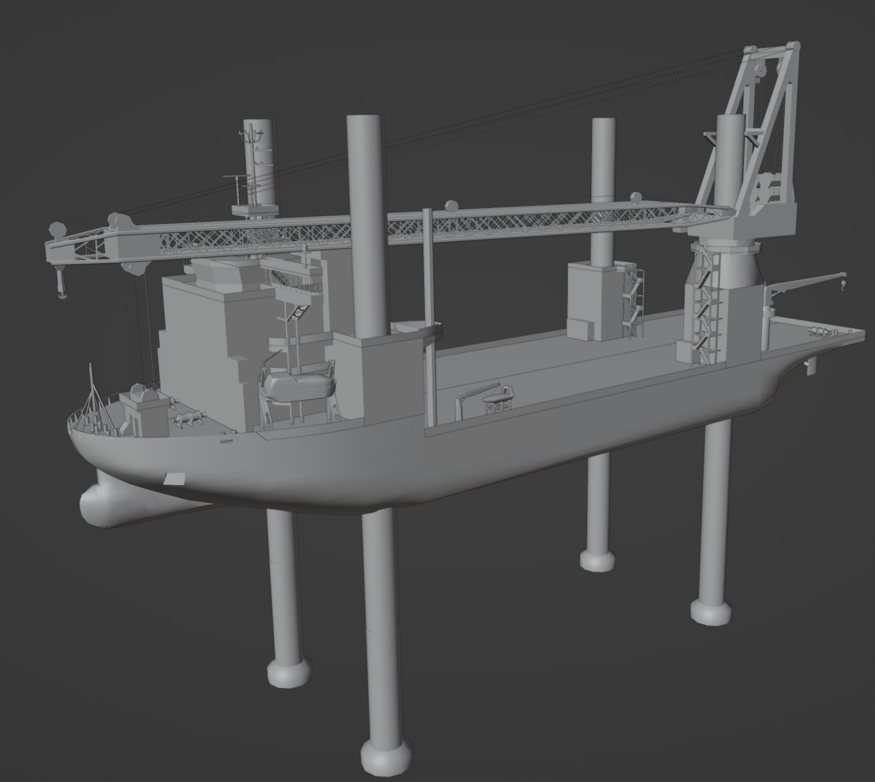 Offshore installation vessel VOA Low-poly 3D model_7