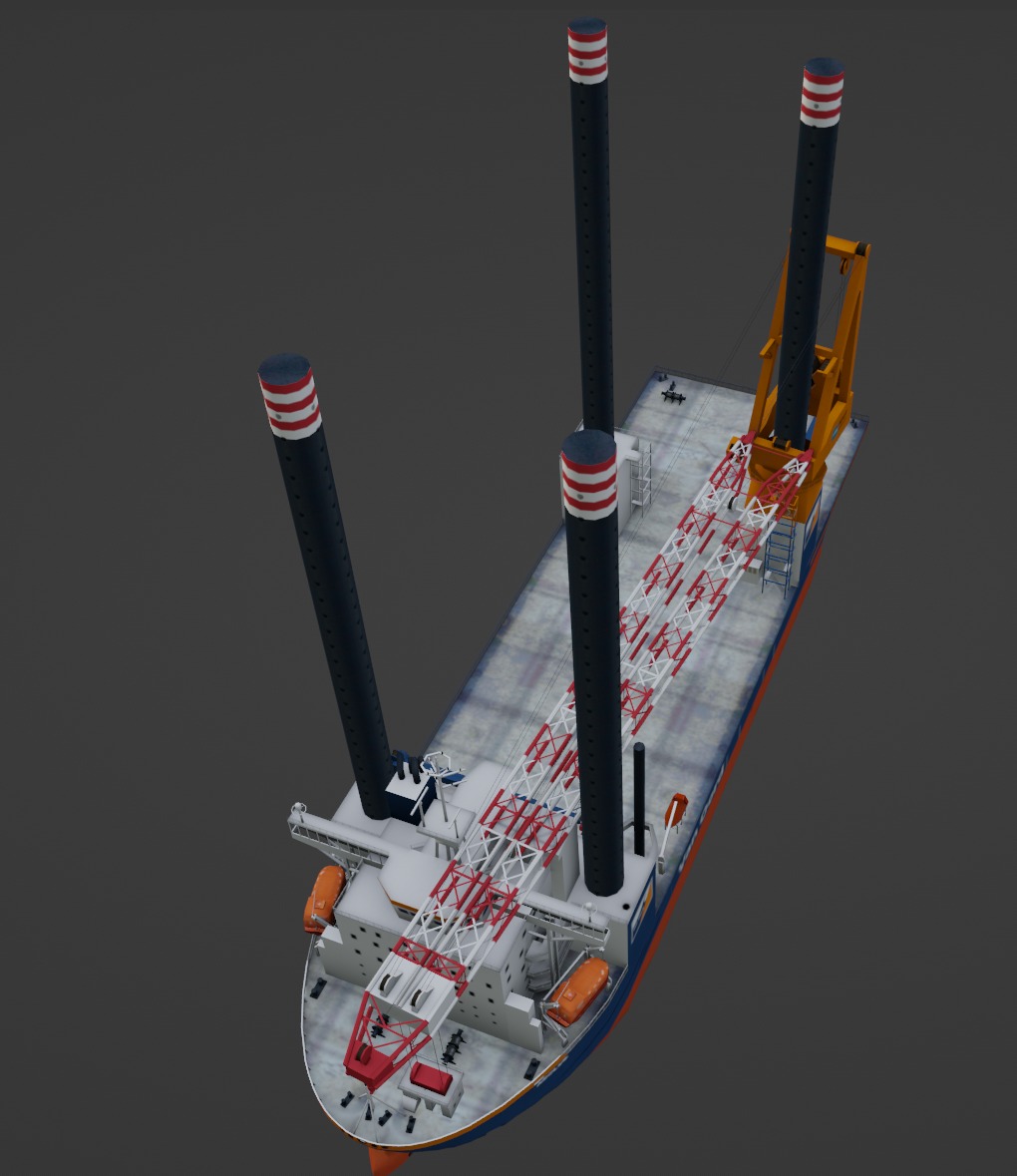 Offshore installation vessel VOA Low-poly 3D model_6