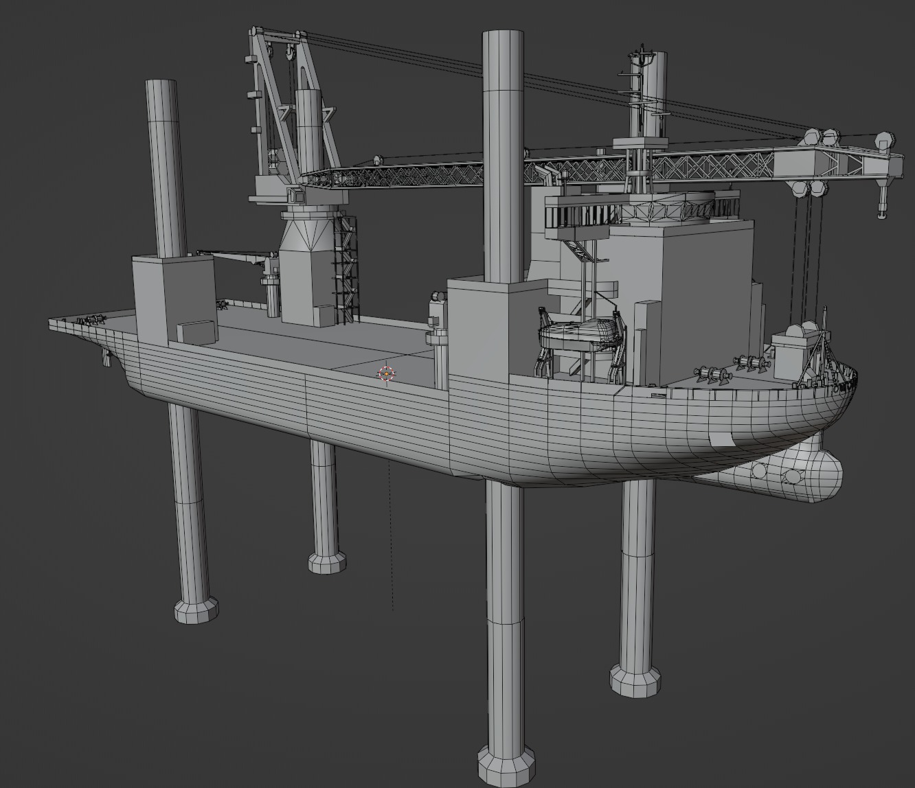 Offshore installation vessel VOA Low-poly 3D model_2