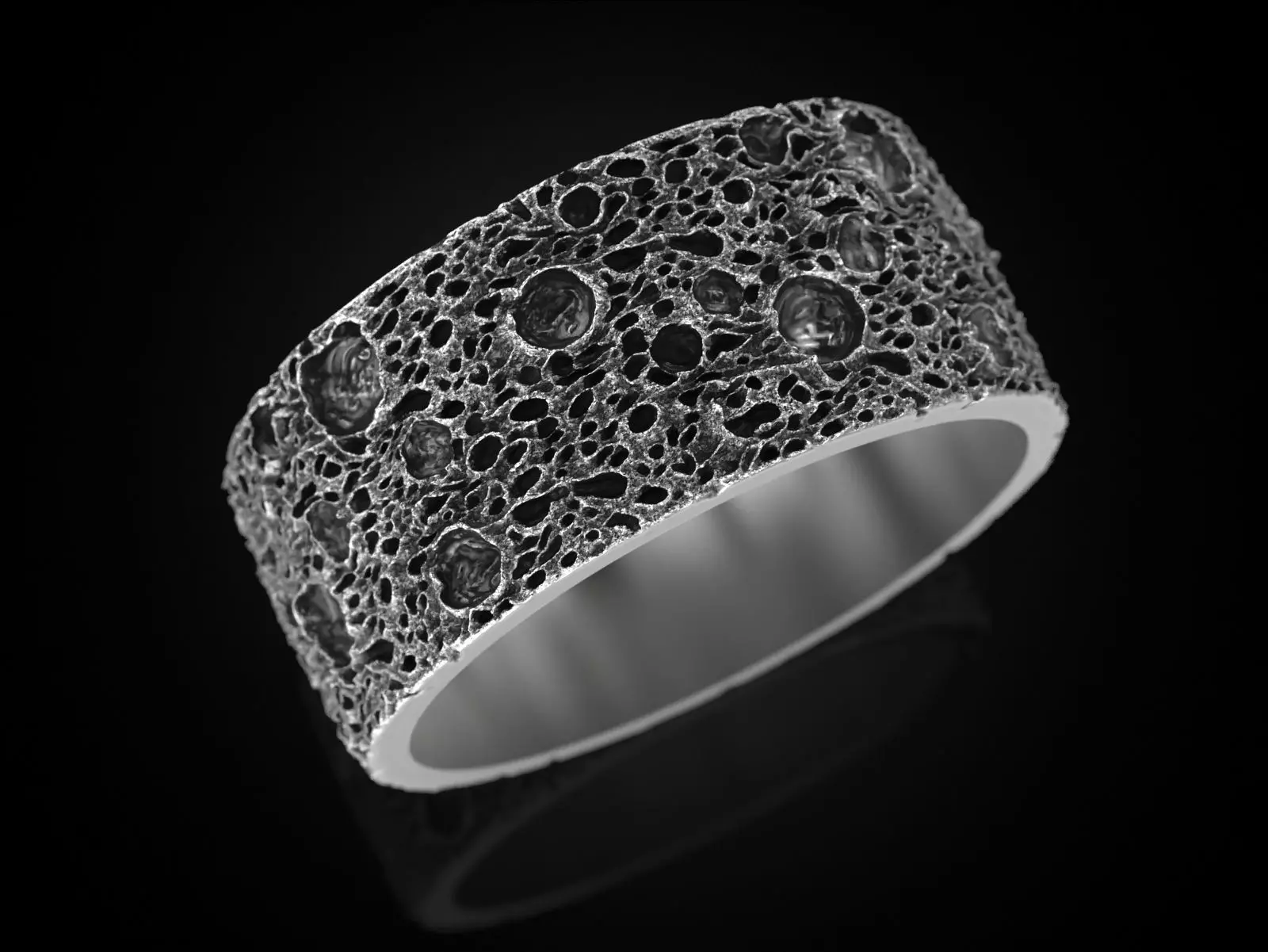 Moon craters ring 9 mm 3D print model_0