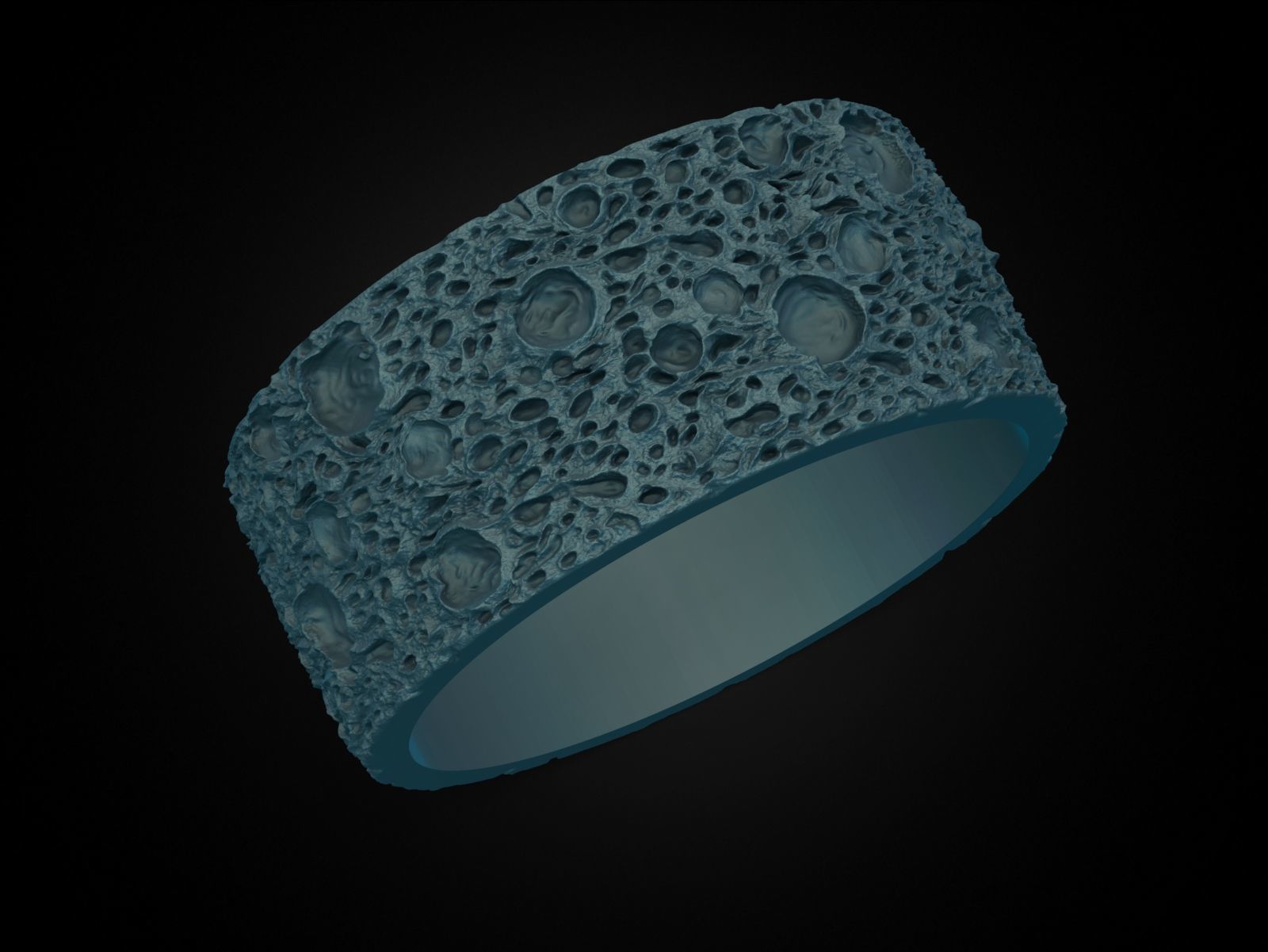 Moon craters ring 9 mm 3D print model_2