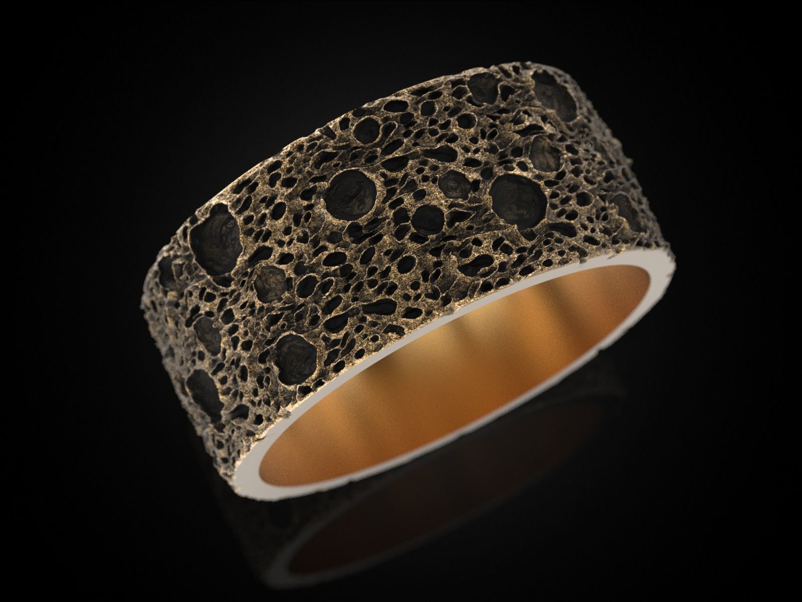 Moon craters ring 9 mm 3D print model_1