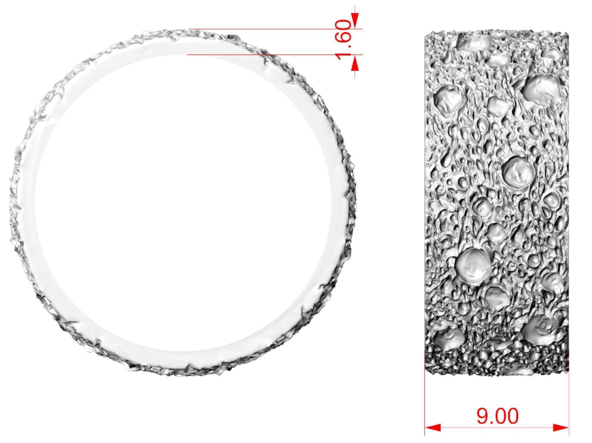 Moon craters ring 9 mm 3D print model_4