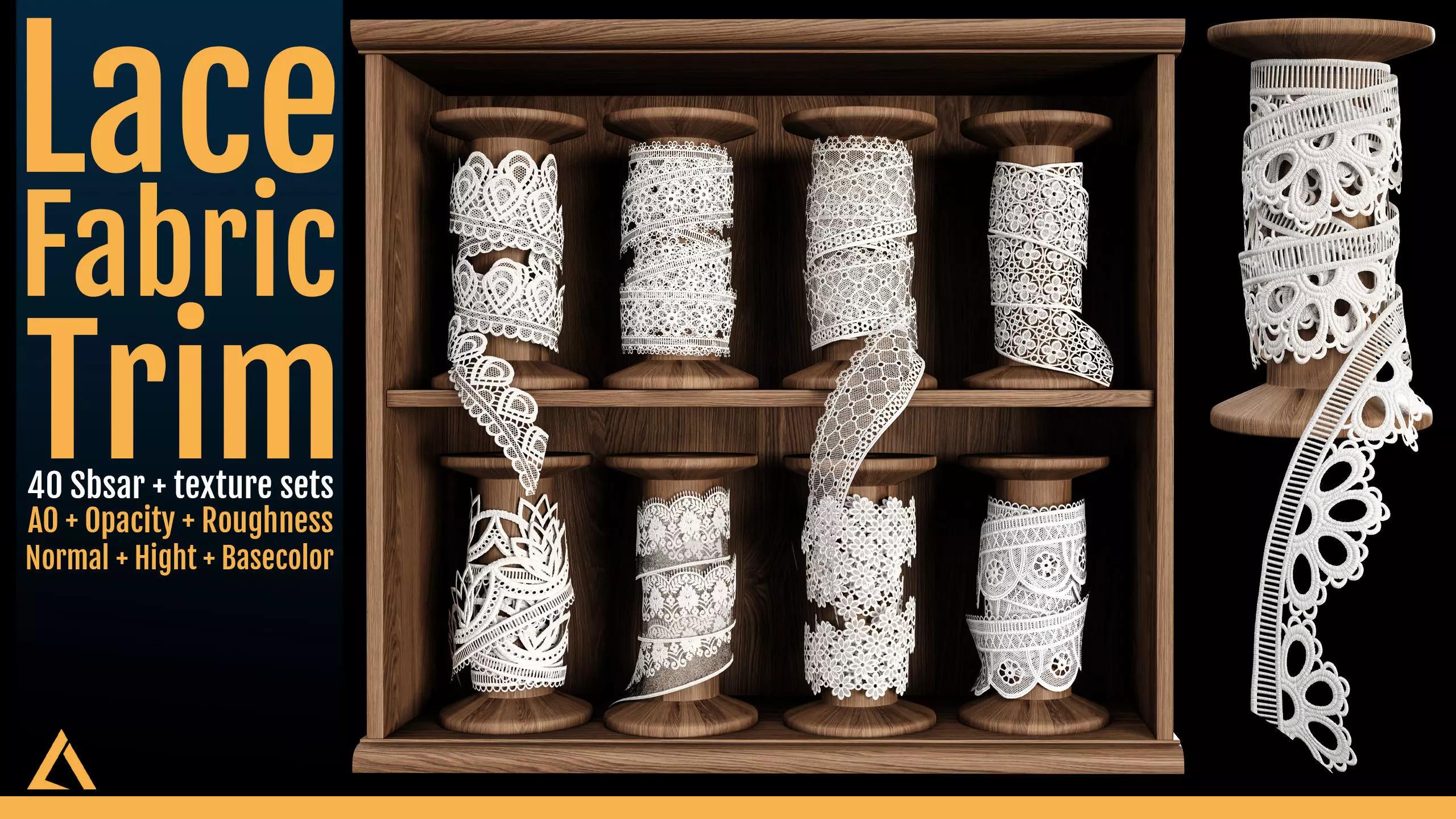 40 Lace Fabric Trim Materials SBSR and Textures Texture_0