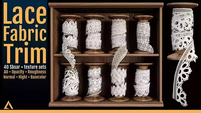 40 Lace Fabric Trim Materials SBSR and Textures Texture