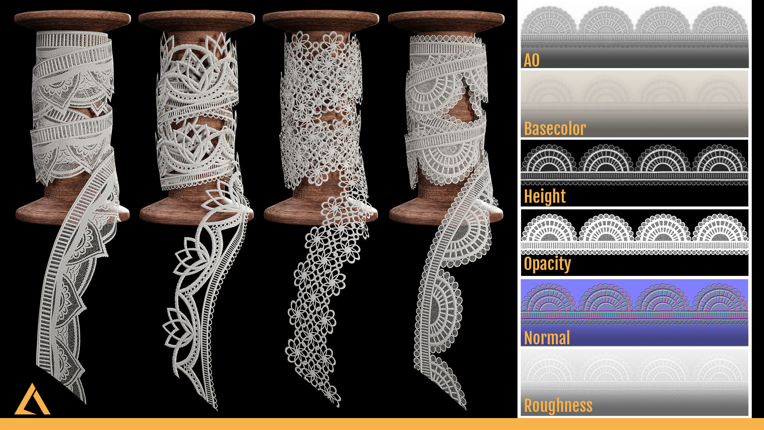 40 Lace Fabric Trim Materials SBSR and Textures Texture_8