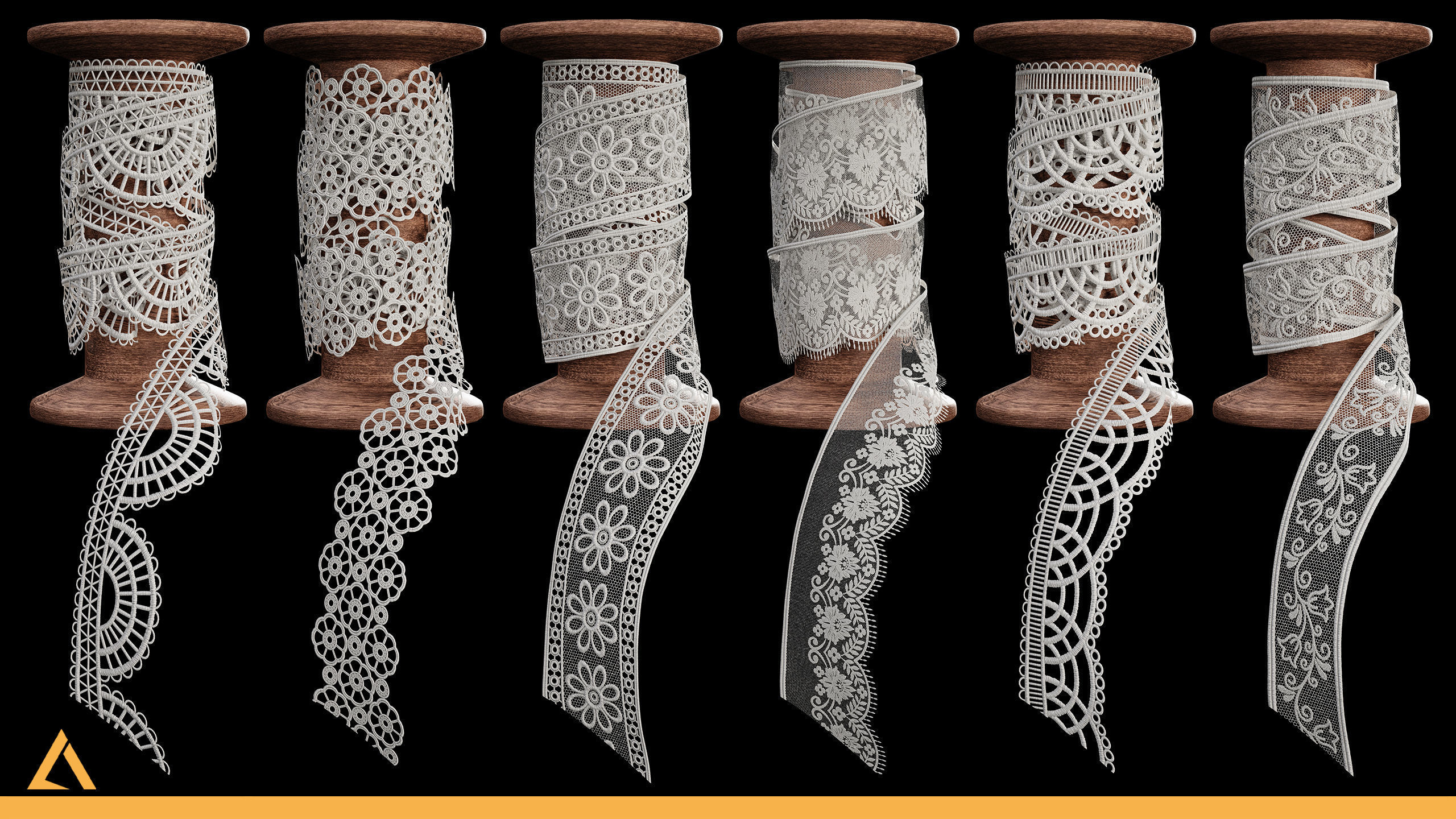 40 Lace Fabric Trim Materials SBSR and Textures Texture_7