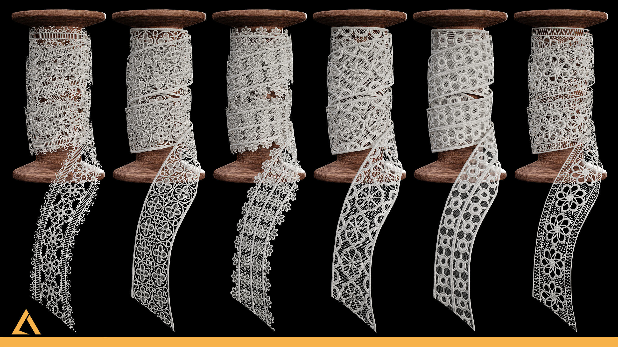 40 Lace Fabric Trim Materials SBSR and Textures Texture_2