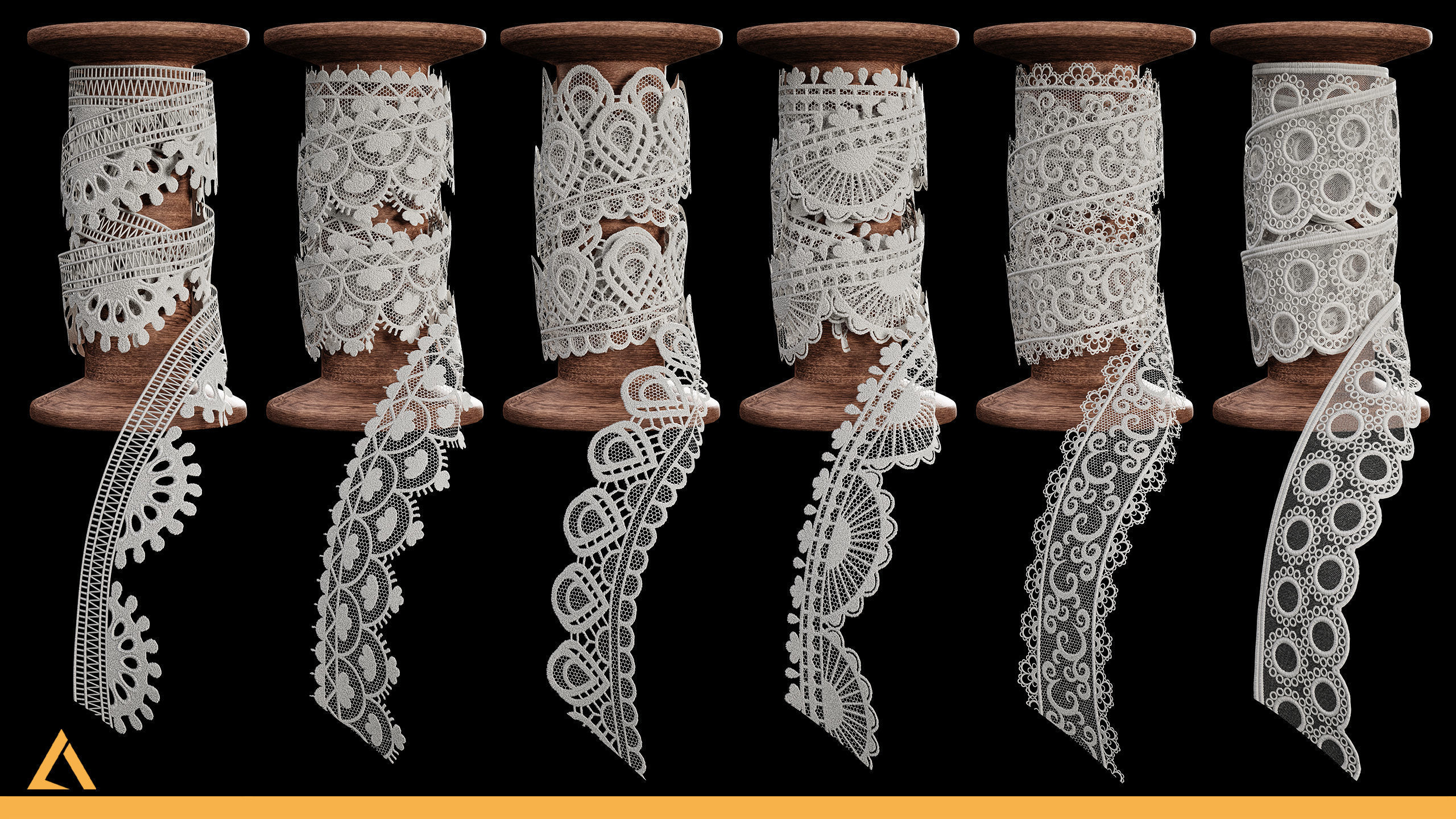 40 Lace Fabric Trim Materials SBSR and Textures Texture_5