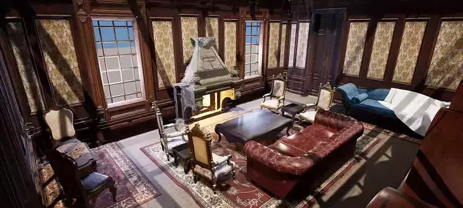 Cozy Victorian Room with Fireplace