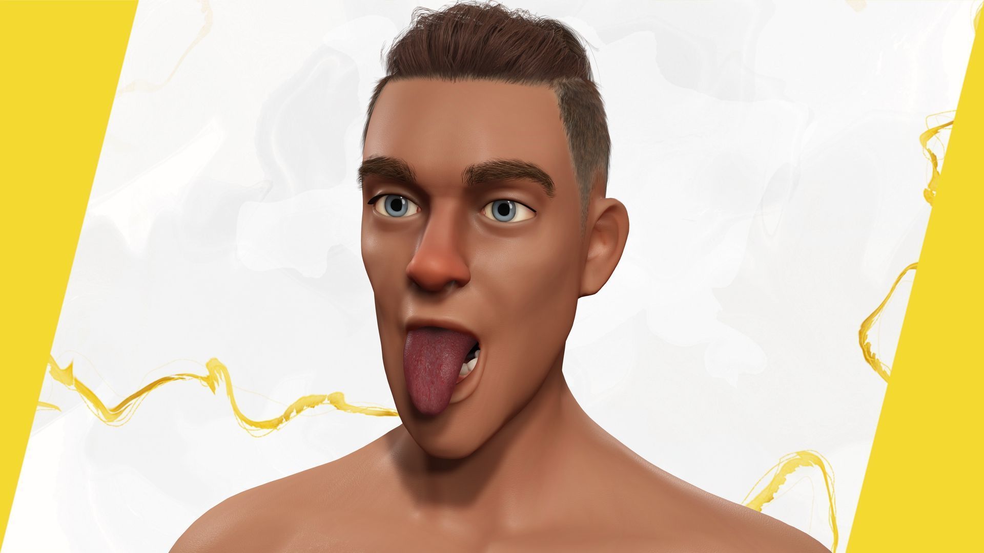 Cartoon Adventurer in Quilted Armor Low-poly 3D model_10