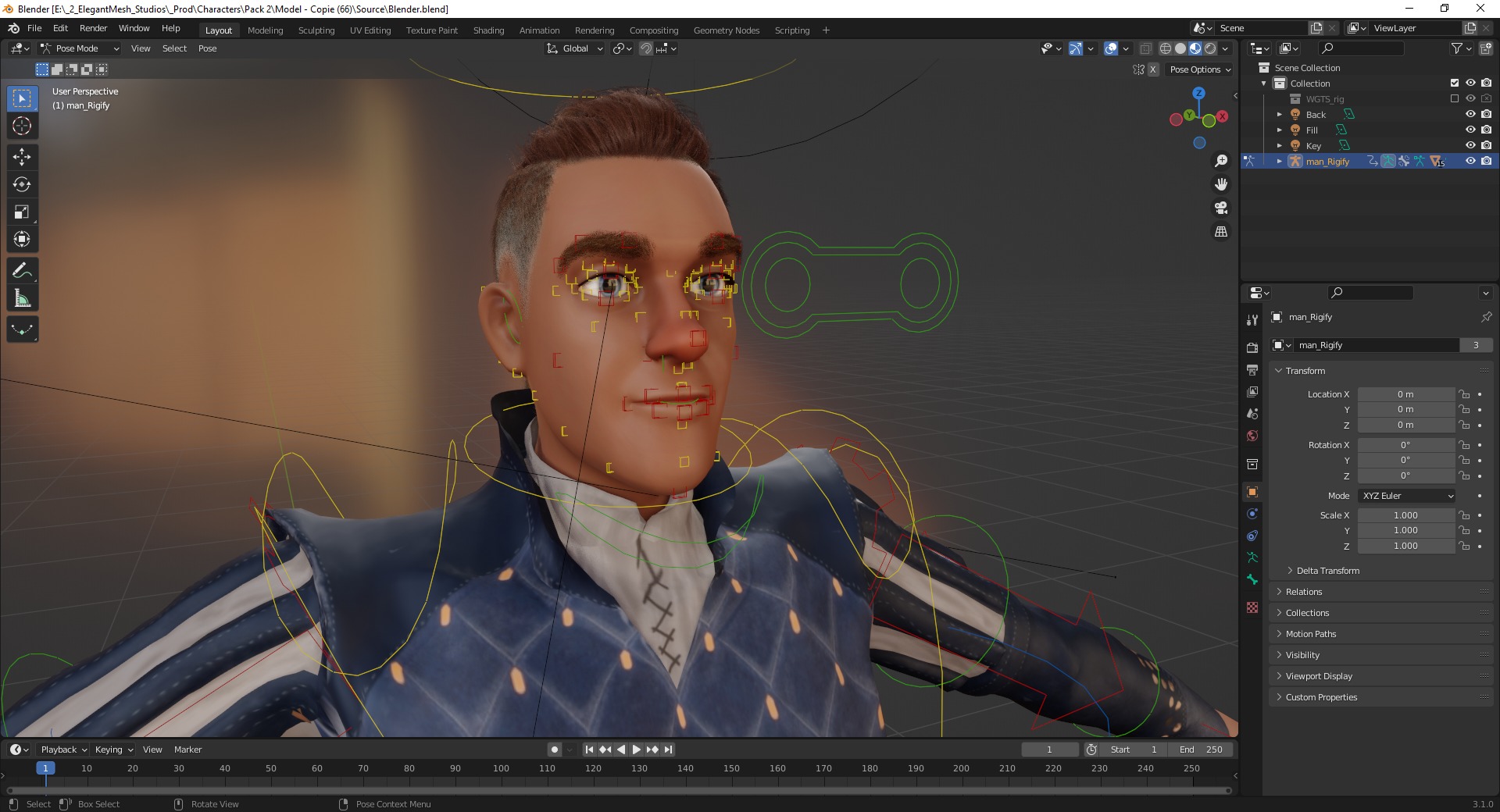 Cartoon Adventurer in Quilted Armor Low-poly 3D model_20