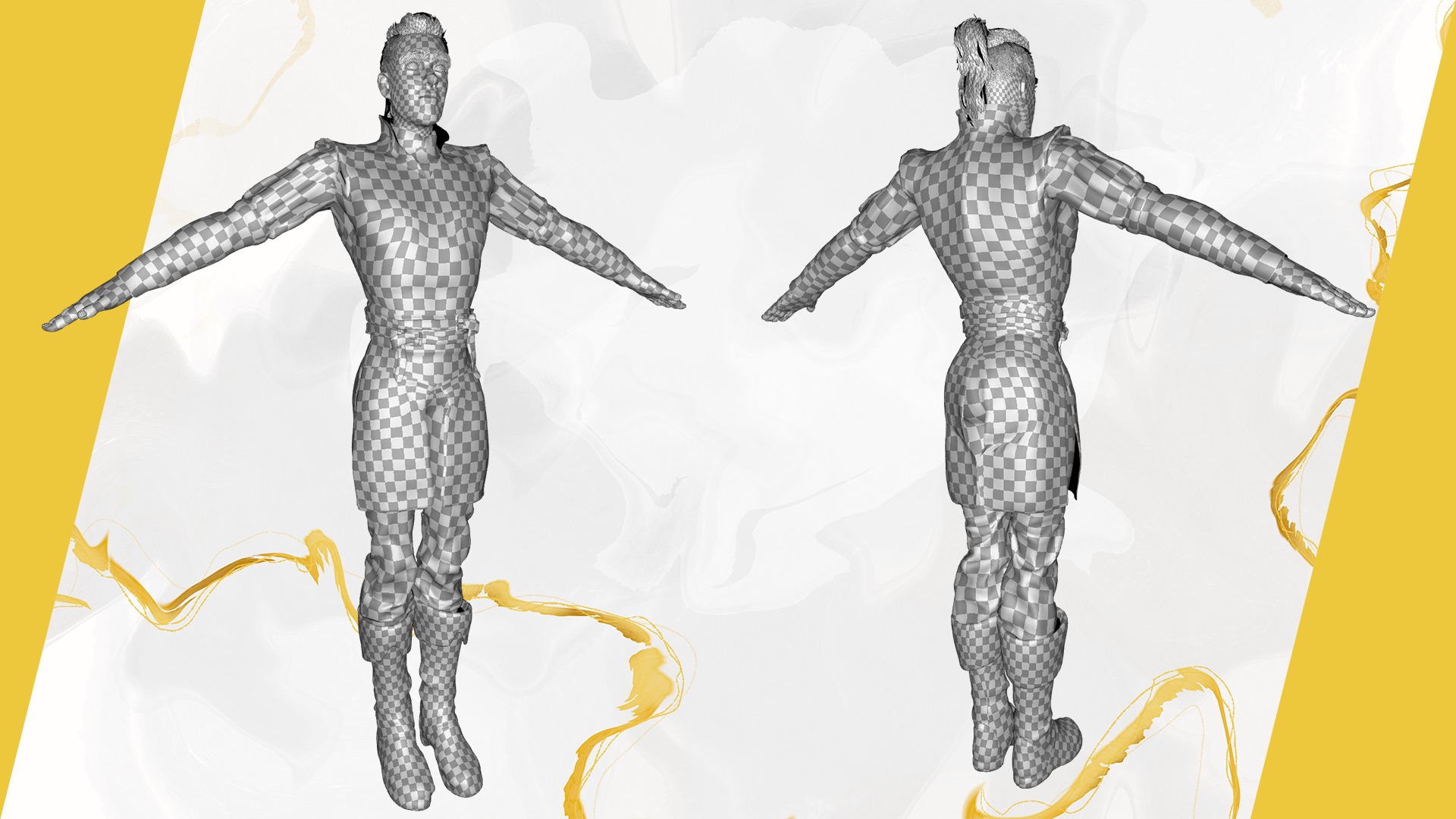 Cartoon Adventurer in Quilted Armor Low-poly 3D model_29