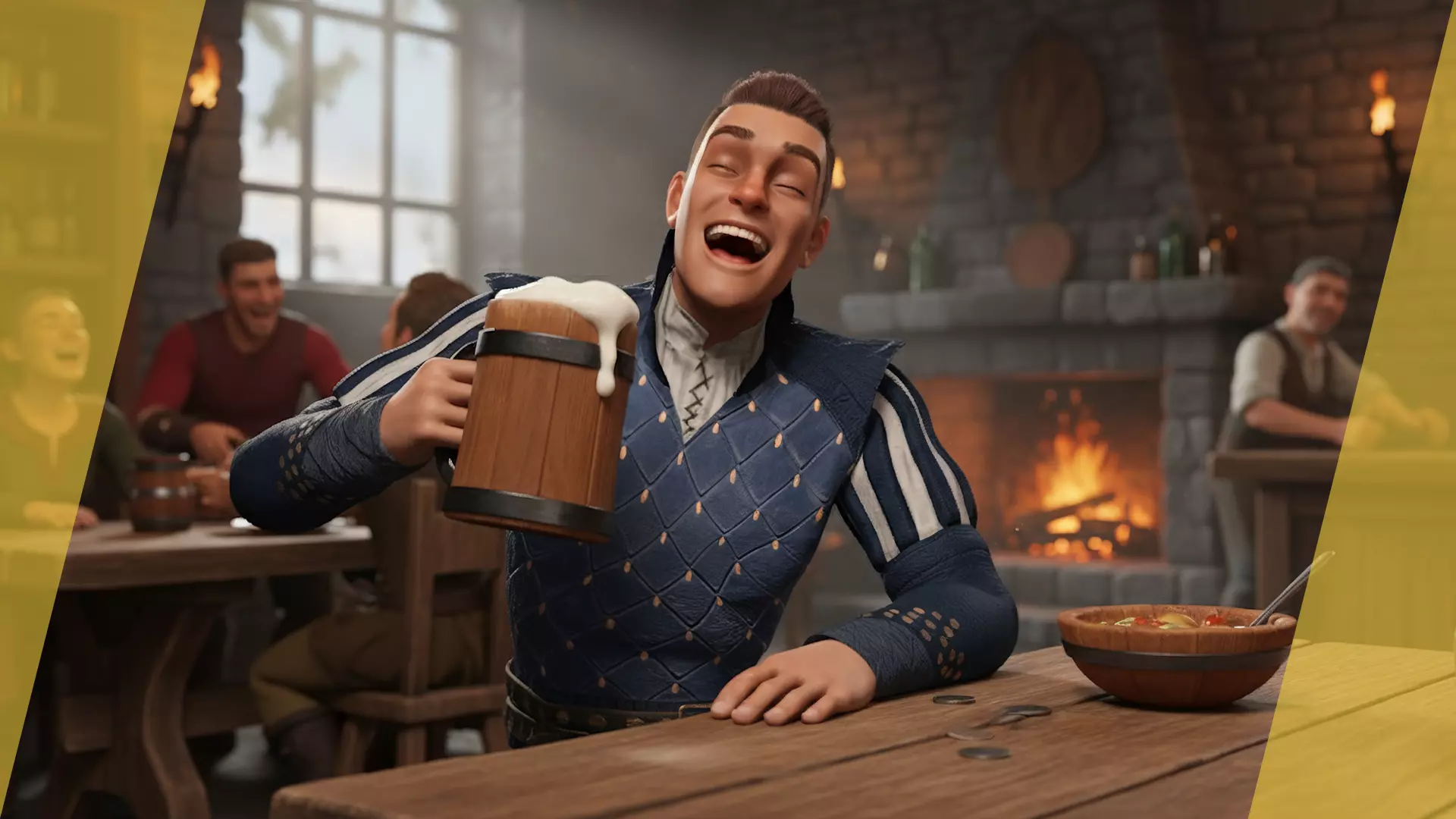 Cartoon Adventurer in Quilted Armor Low-poly 3D model_4