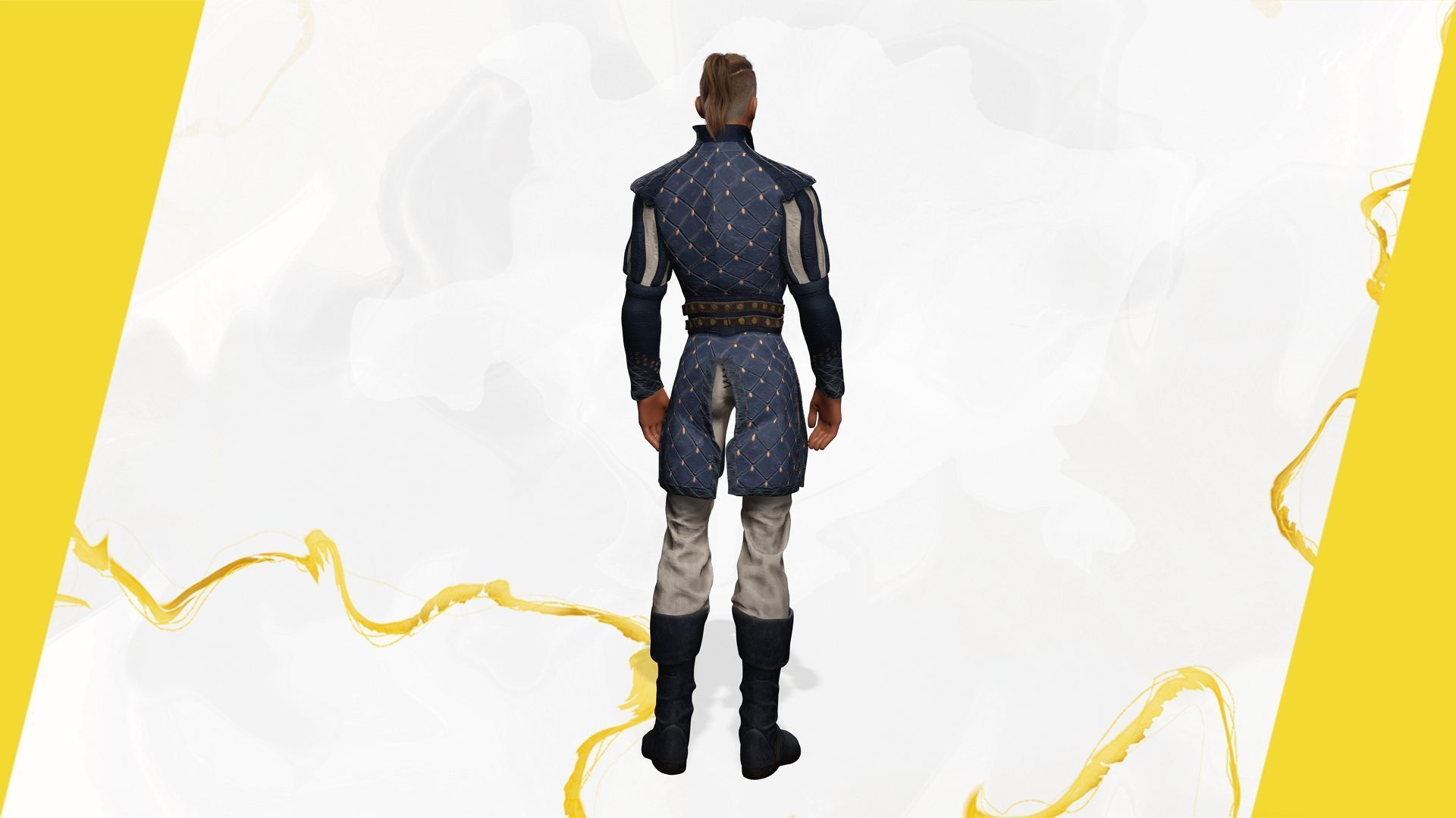 Cartoon Adventurer in Quilted Armor Low-poly 3D model_16