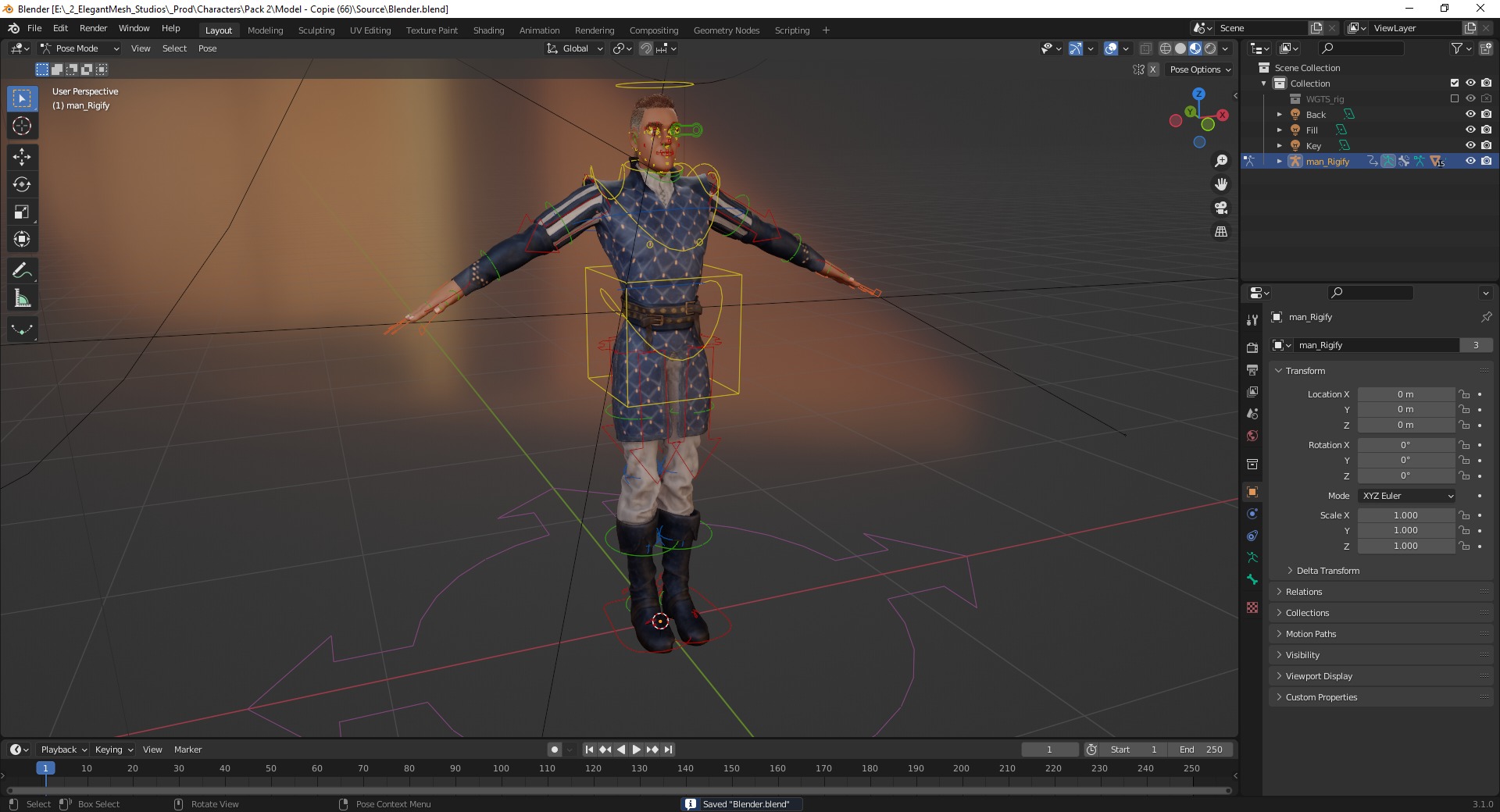 Cartoon Adventurer in Quilted Armor Low-poly 3D model_19