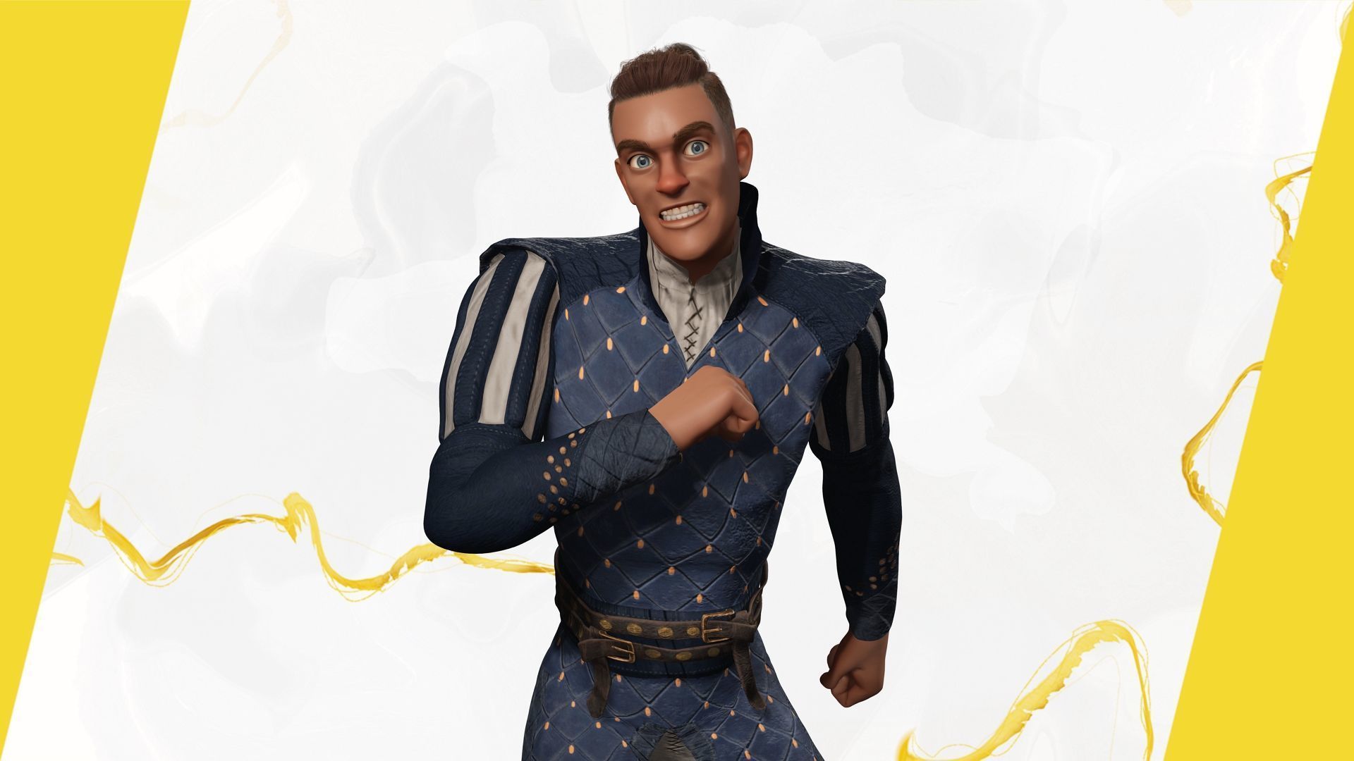 Cartoon Adventurer in Quilted Armor Low-poly 3D model_7