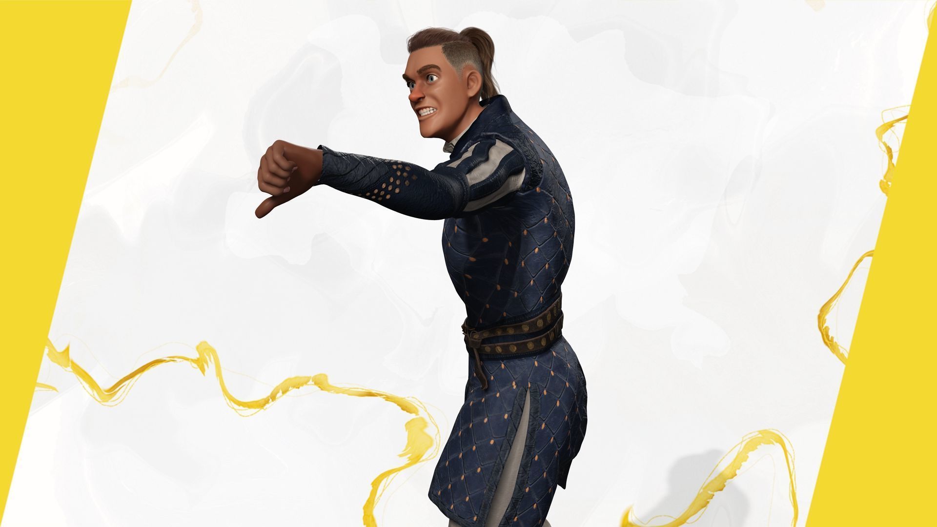 Cartoon Adventurer in Quilted Armor Low-poly 3D model_15