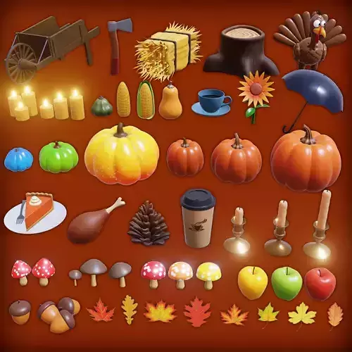 Stylized Fall Autumn Asset Pack