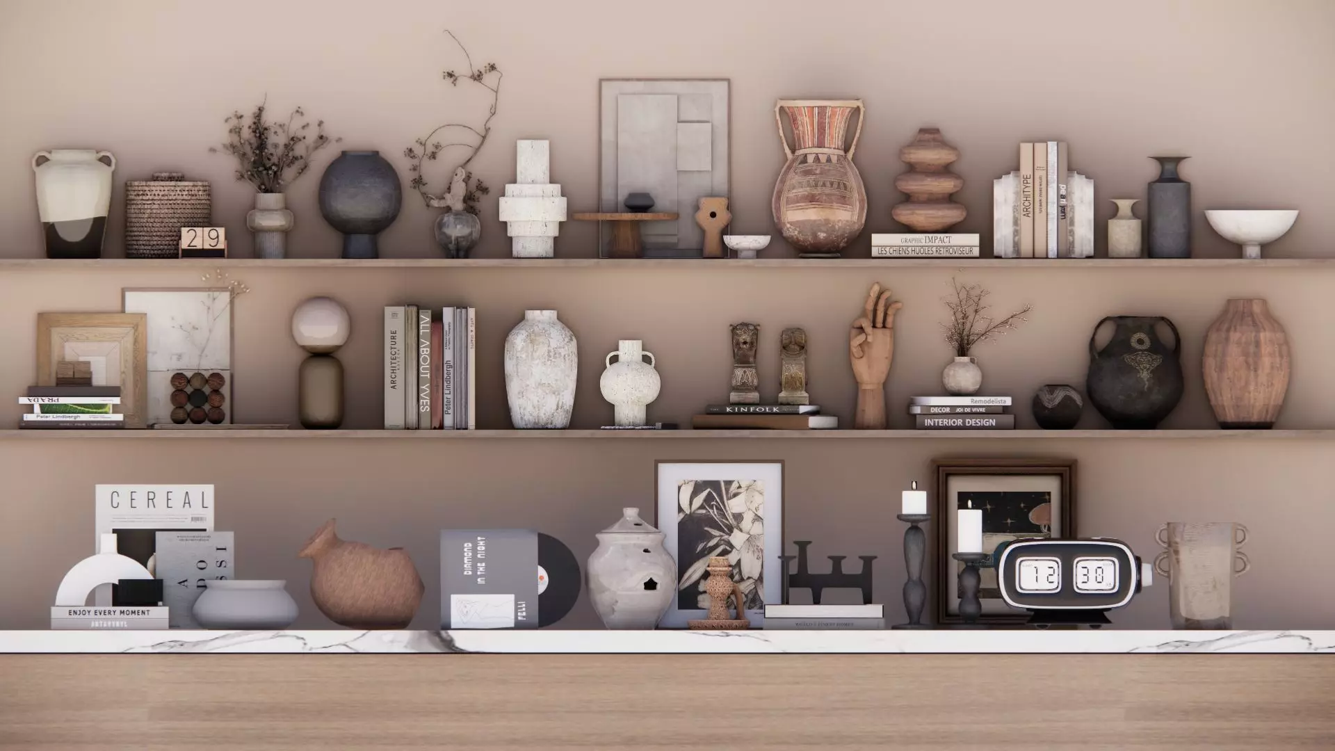 Shelf vase ornaments 3D model_0