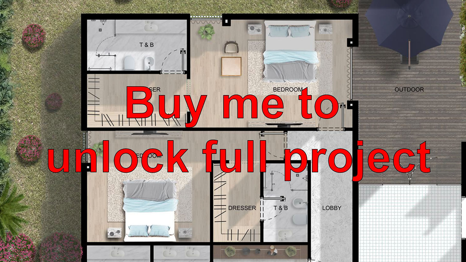 Luxurious Modern Folding Architecture Villa furnished corona 3d 3D model_1