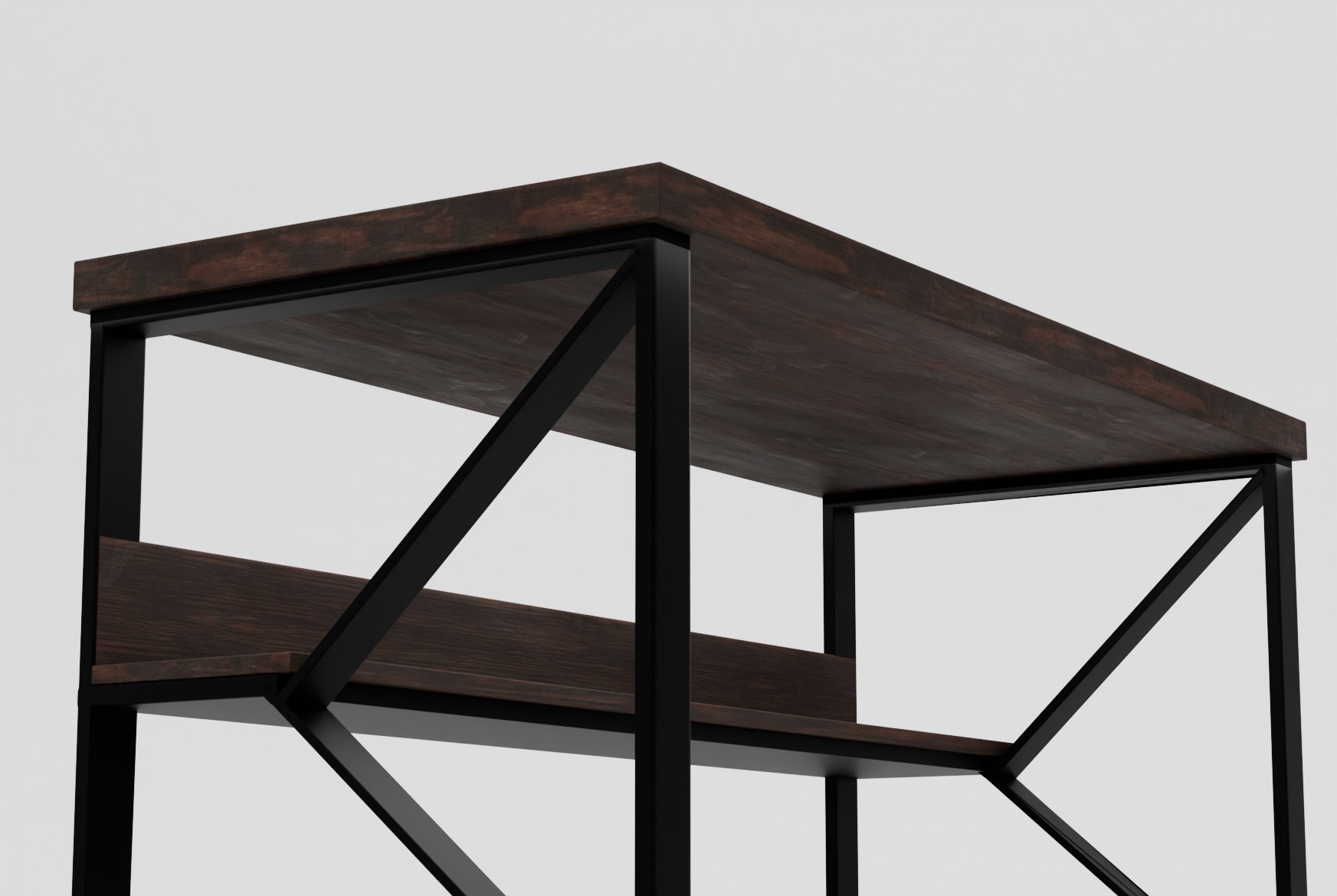 Modern Work Desk with Shelf 3D model_9