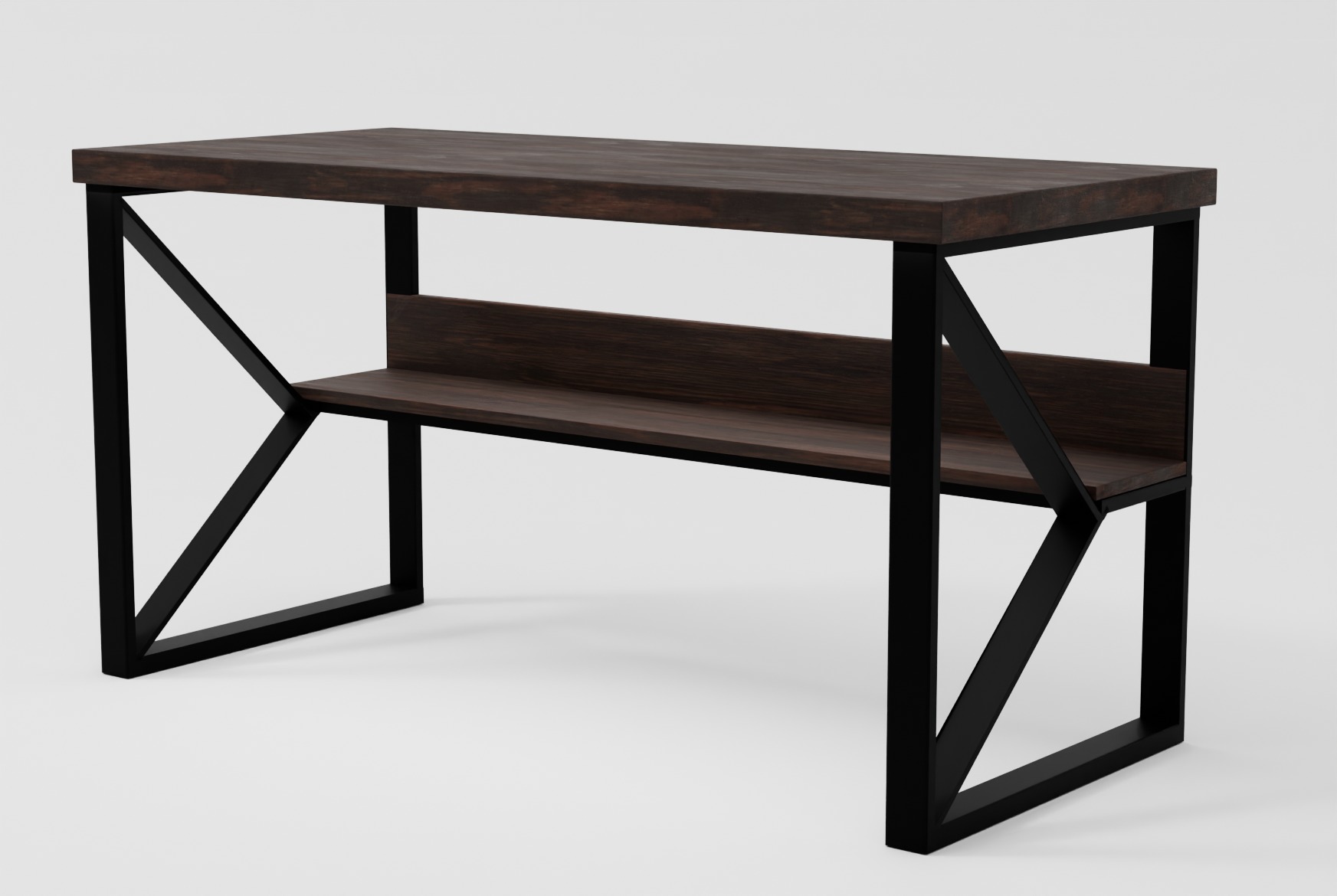 Modern Work Desk with Shelf 3D model_7