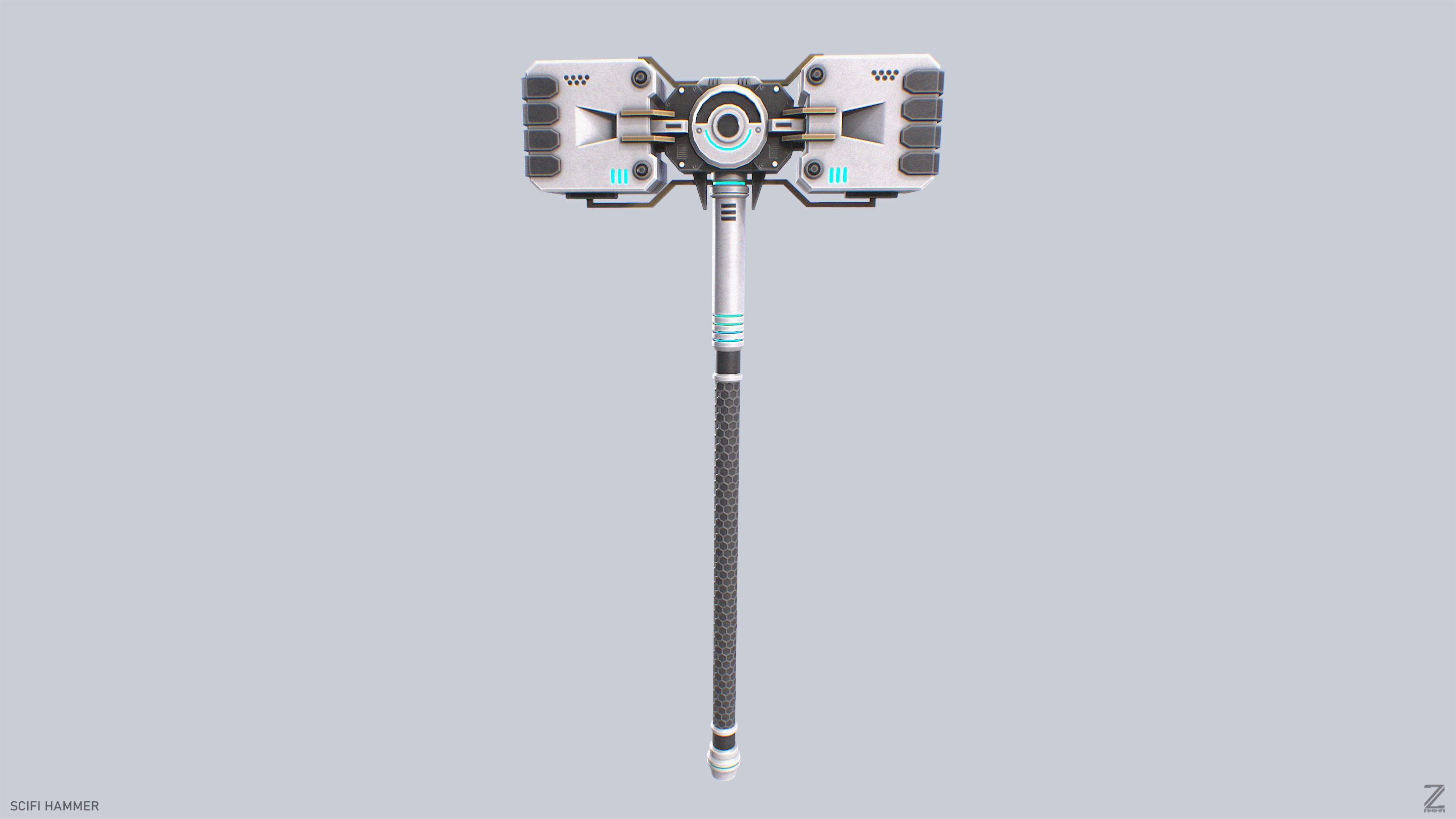 Scifi hammer Low-poly 3D model_4