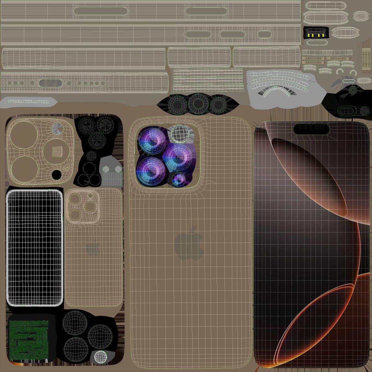 Apple iphone 16 pro desert 3D model_11