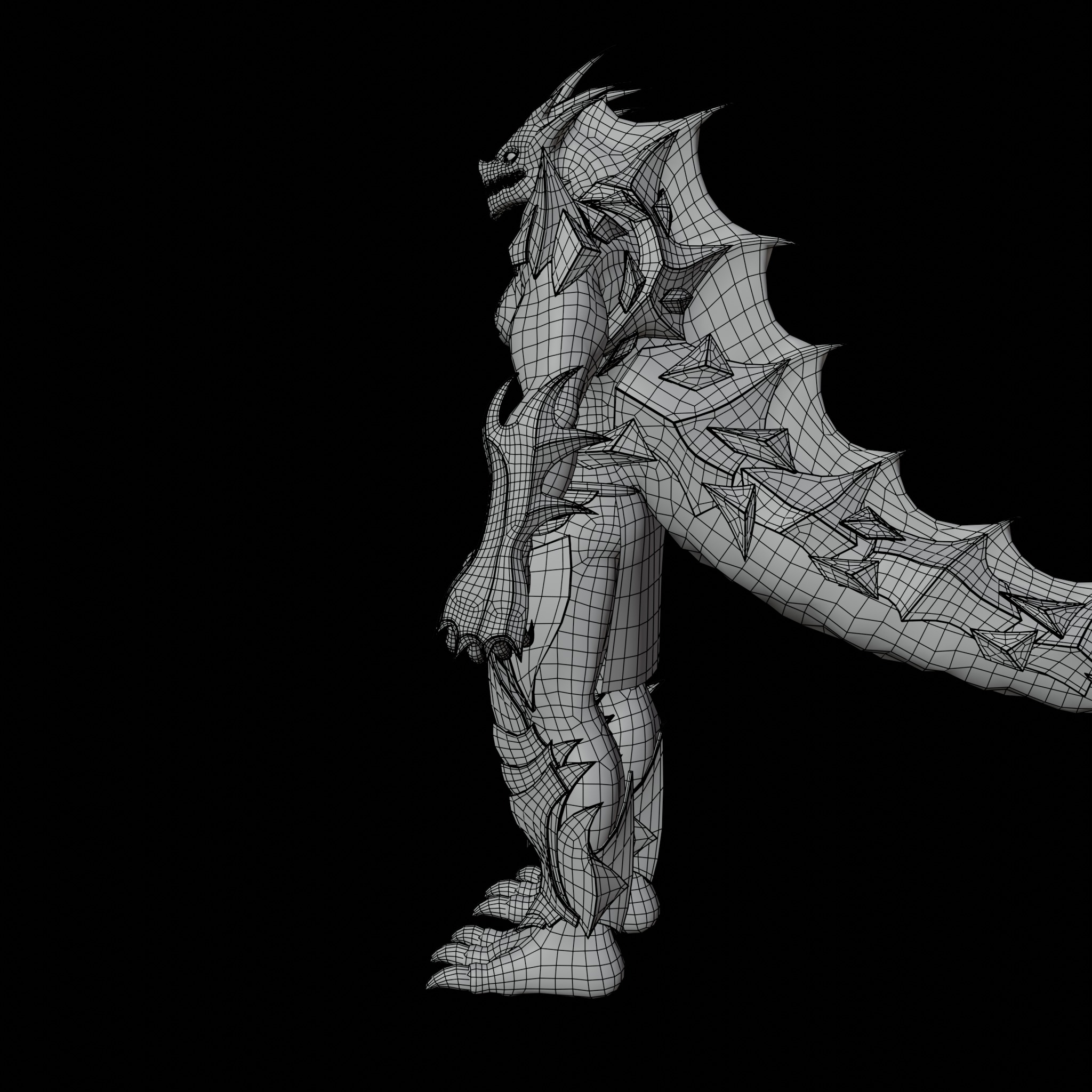 Obsidian Dragon Low-poly 3D model_21