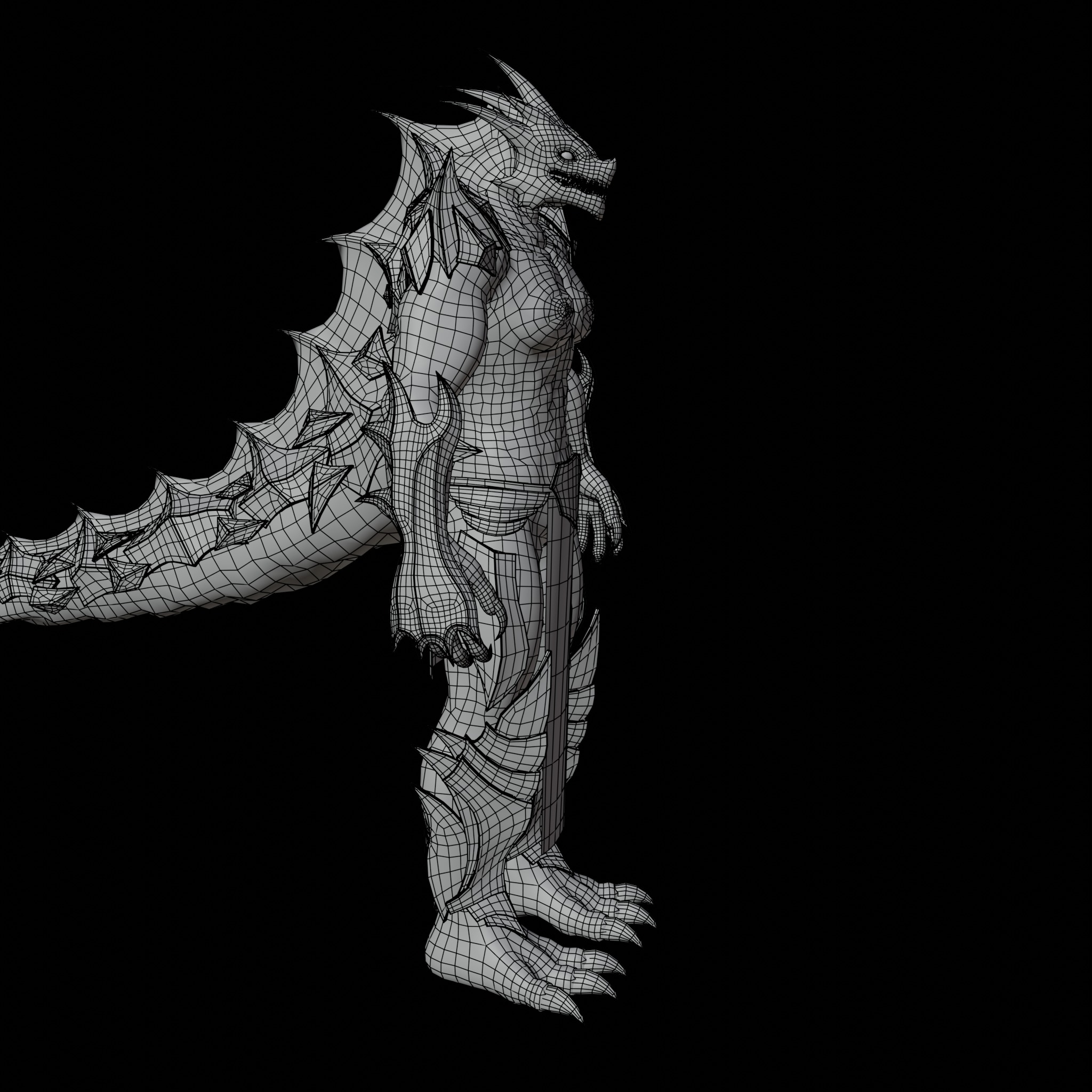 Obsidian Dragon Low-poly 3D model_14