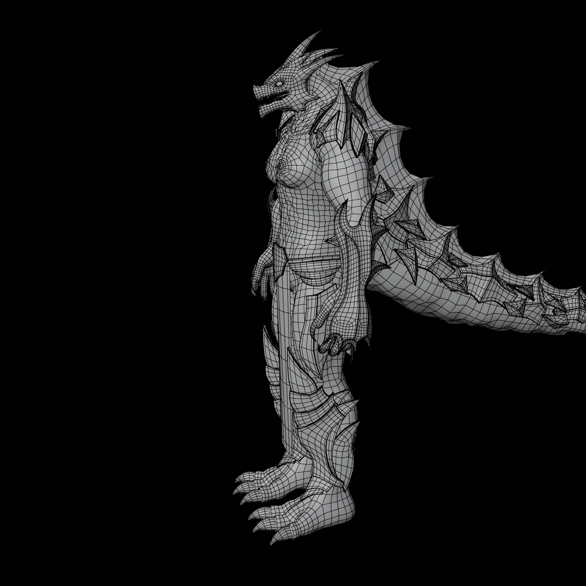 Obsidian Dragon Low-poly 3D model_20