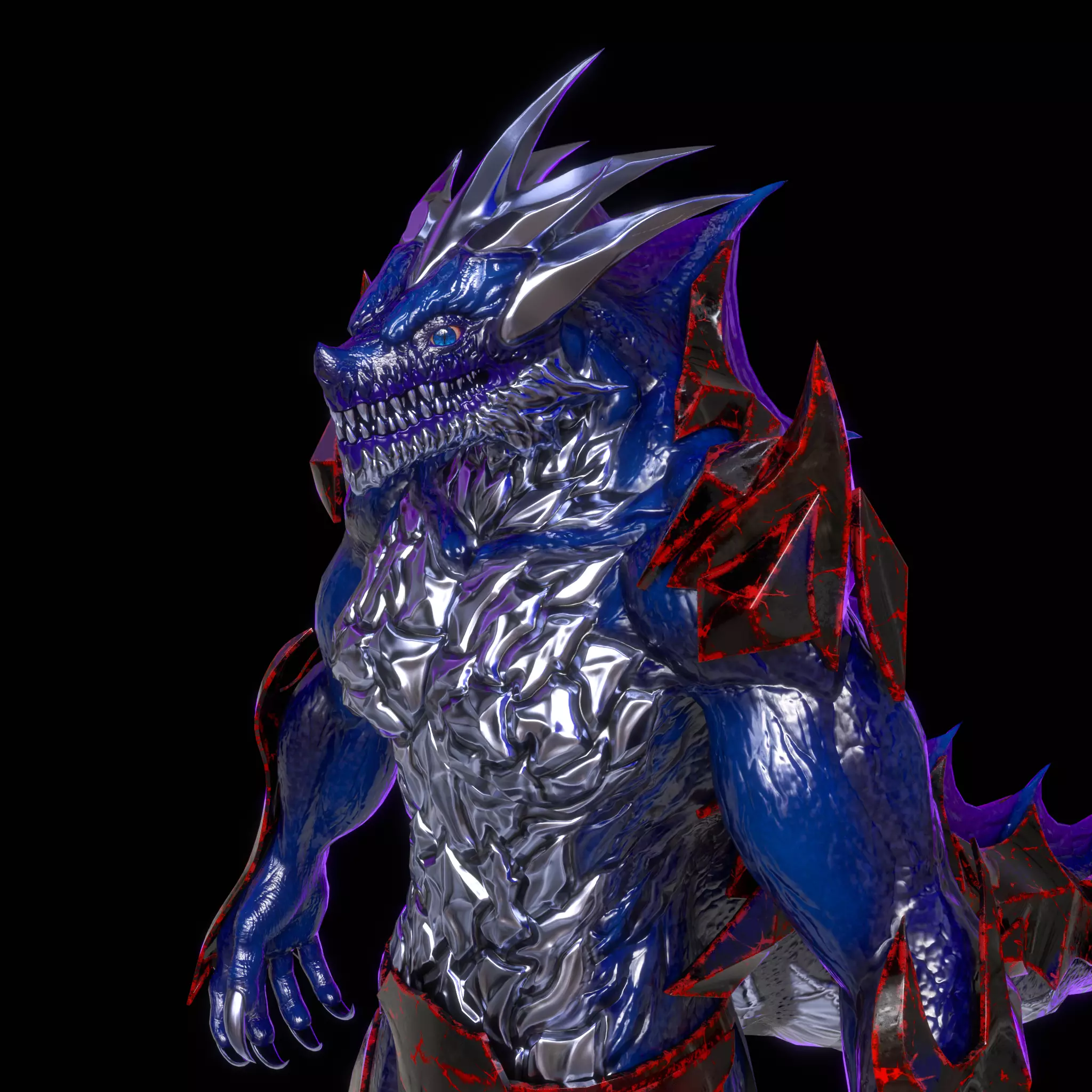 Obsidian Dragon Low-poly 3D model_0